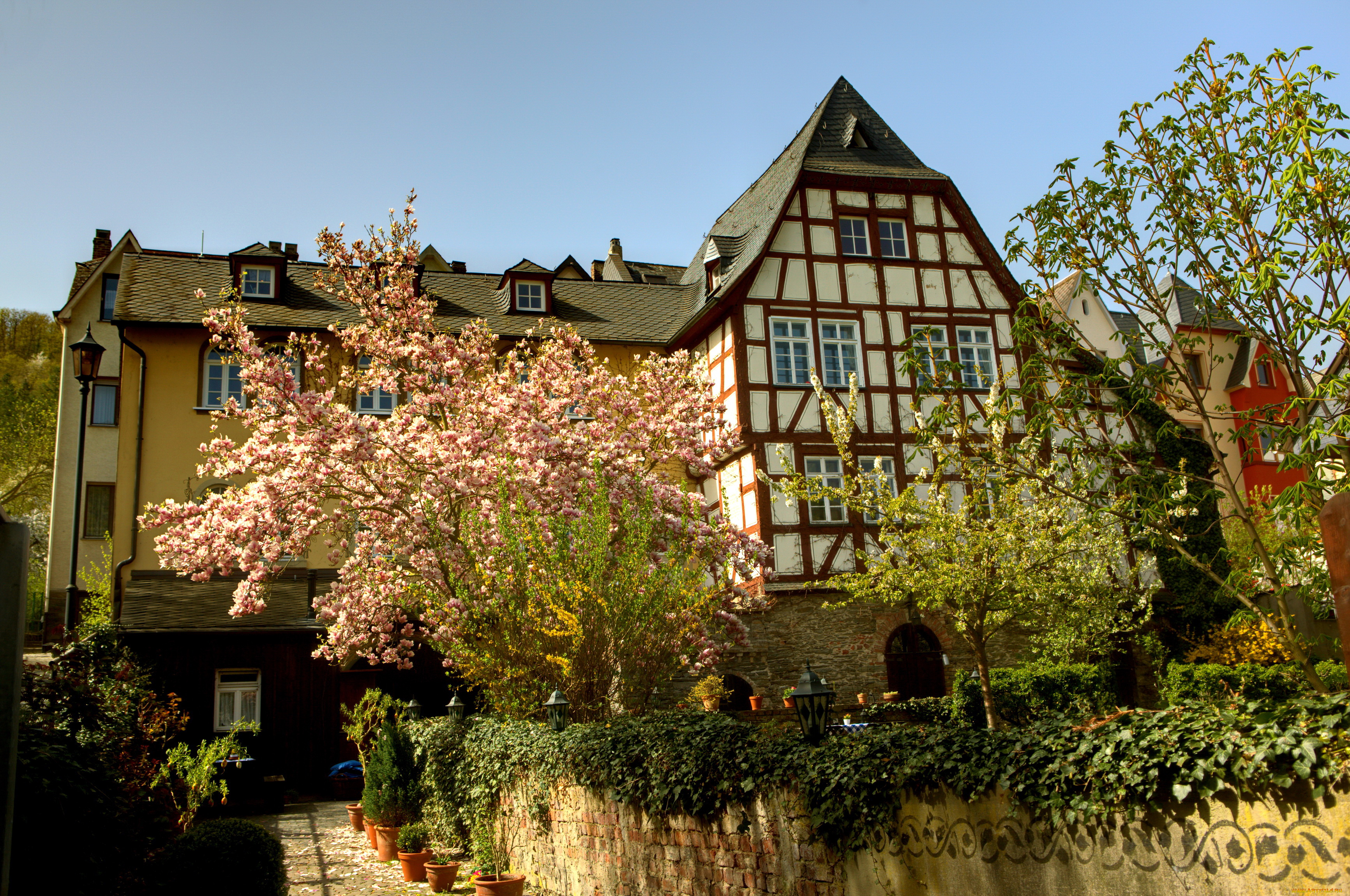 германия, обервезель, города, здания, дома, улица