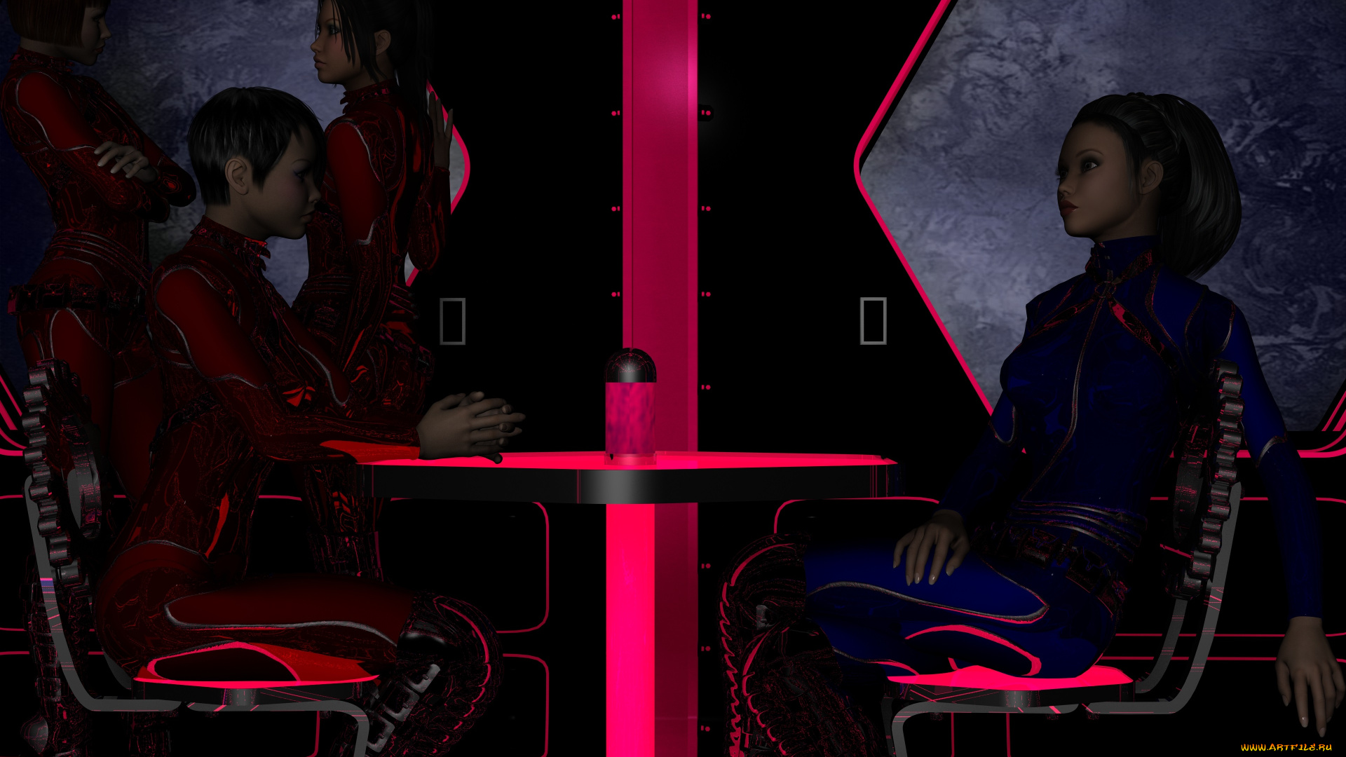 3д, графика, fantasy, фантазия, стол, девушки