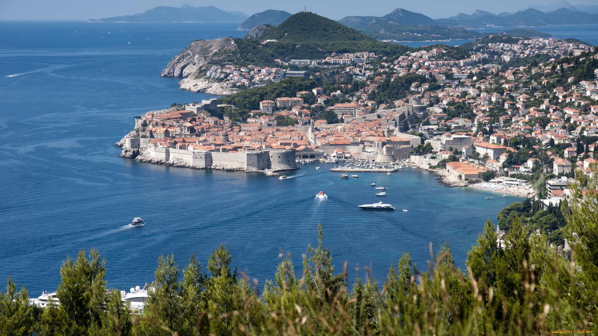 города, дубровник, хорватия, побережье, море, панорама