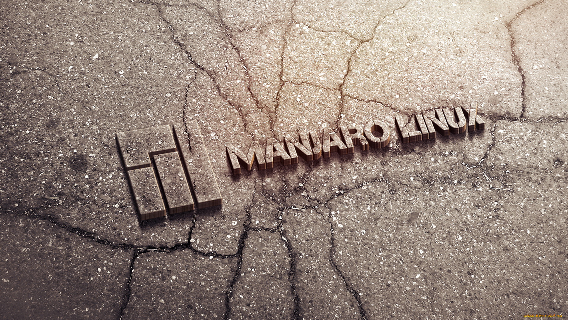 компьютеры, linux, логотип, асфальт