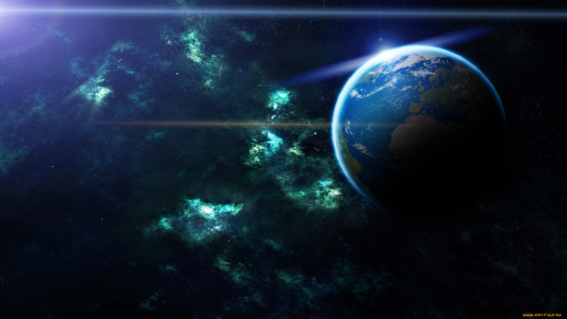 космос, земля, свет, звезды