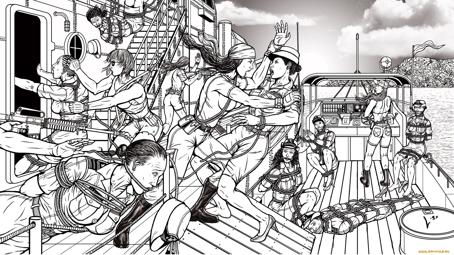 рисованные, люди, бунт