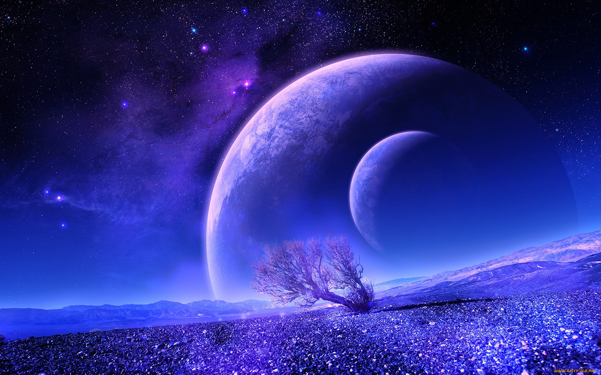 3д, графика, atmosphere, mood, атмосфера, настроения, поверхность, ночь, планеты, звезды