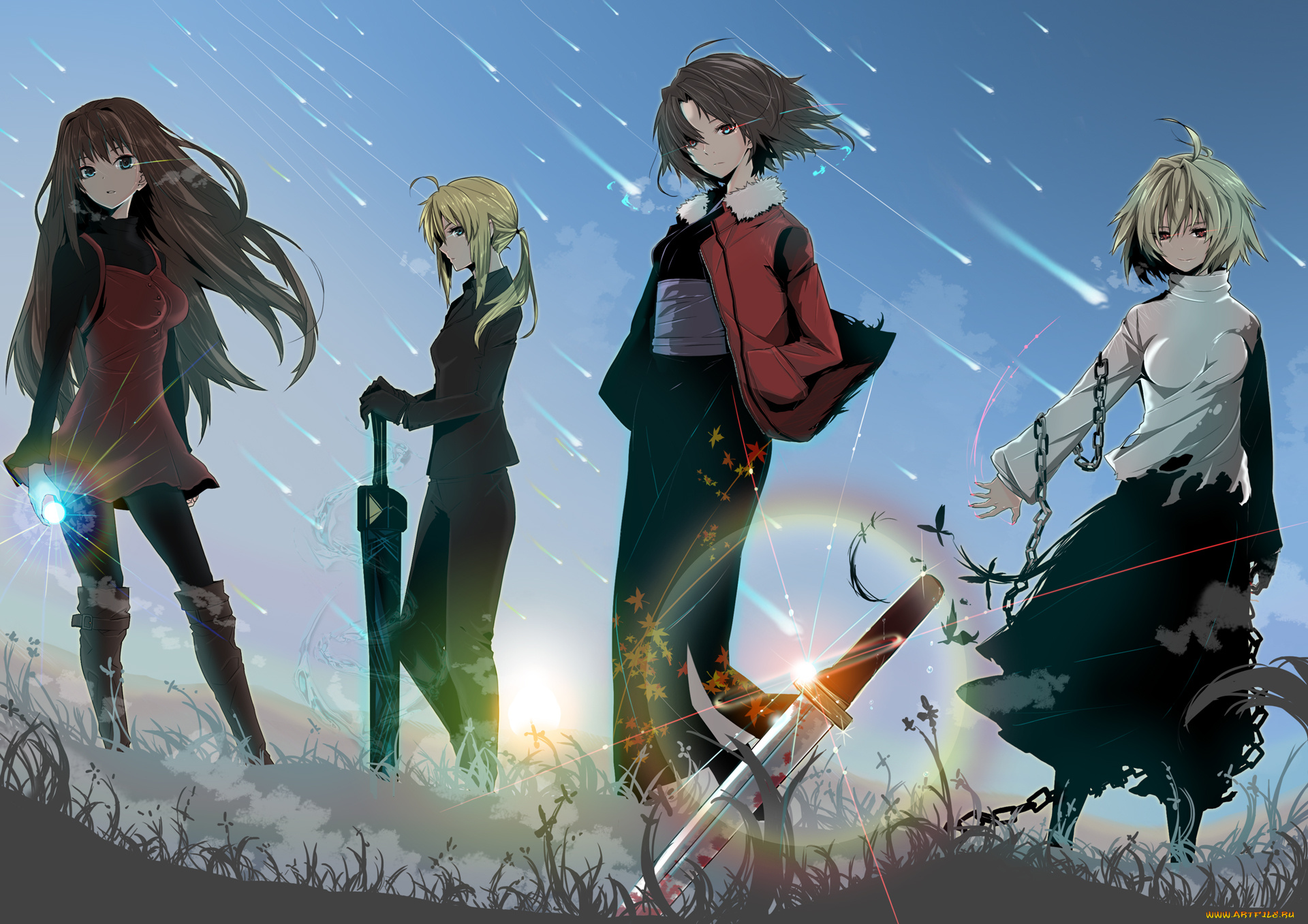 by, tokiti, аниме, weapon, blood, technology, aozaki, aoko, arcueid, brunestud, ryougi, shiki, saber, type, moon