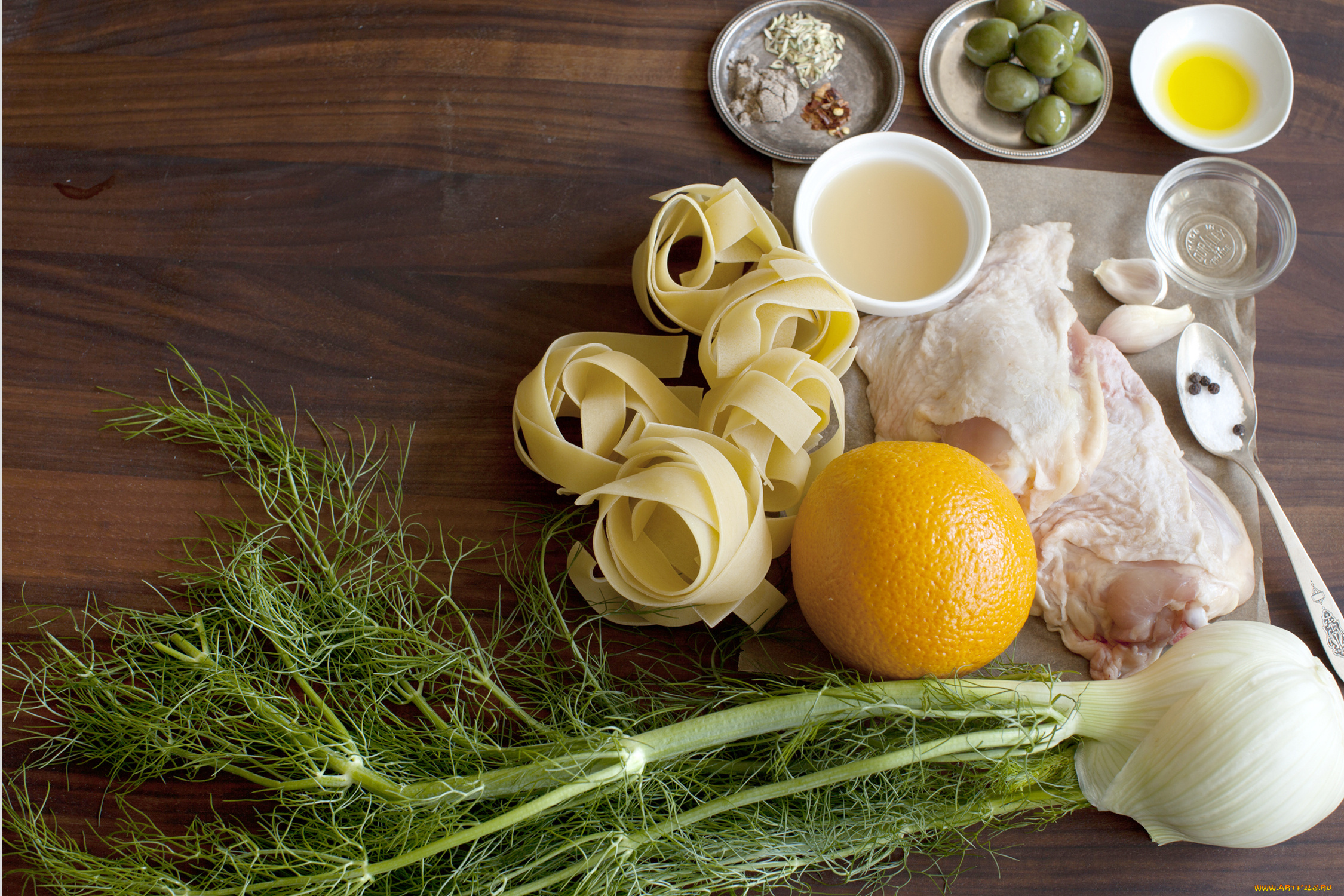 еда, разное, фенхель, мясо, оливки, ингредиенты