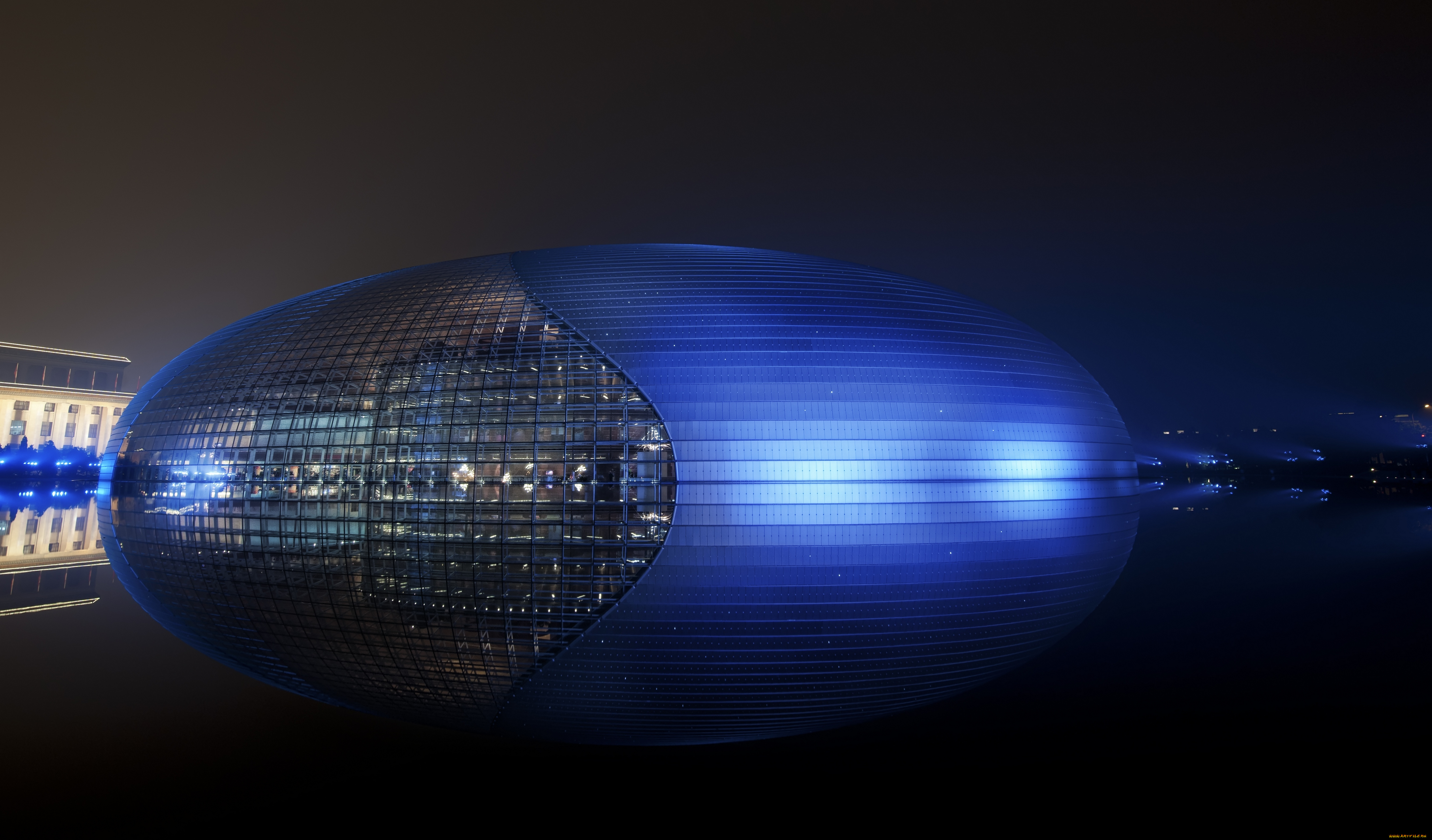 города, пекин, китай, национальный, большой, театр, оригинальность