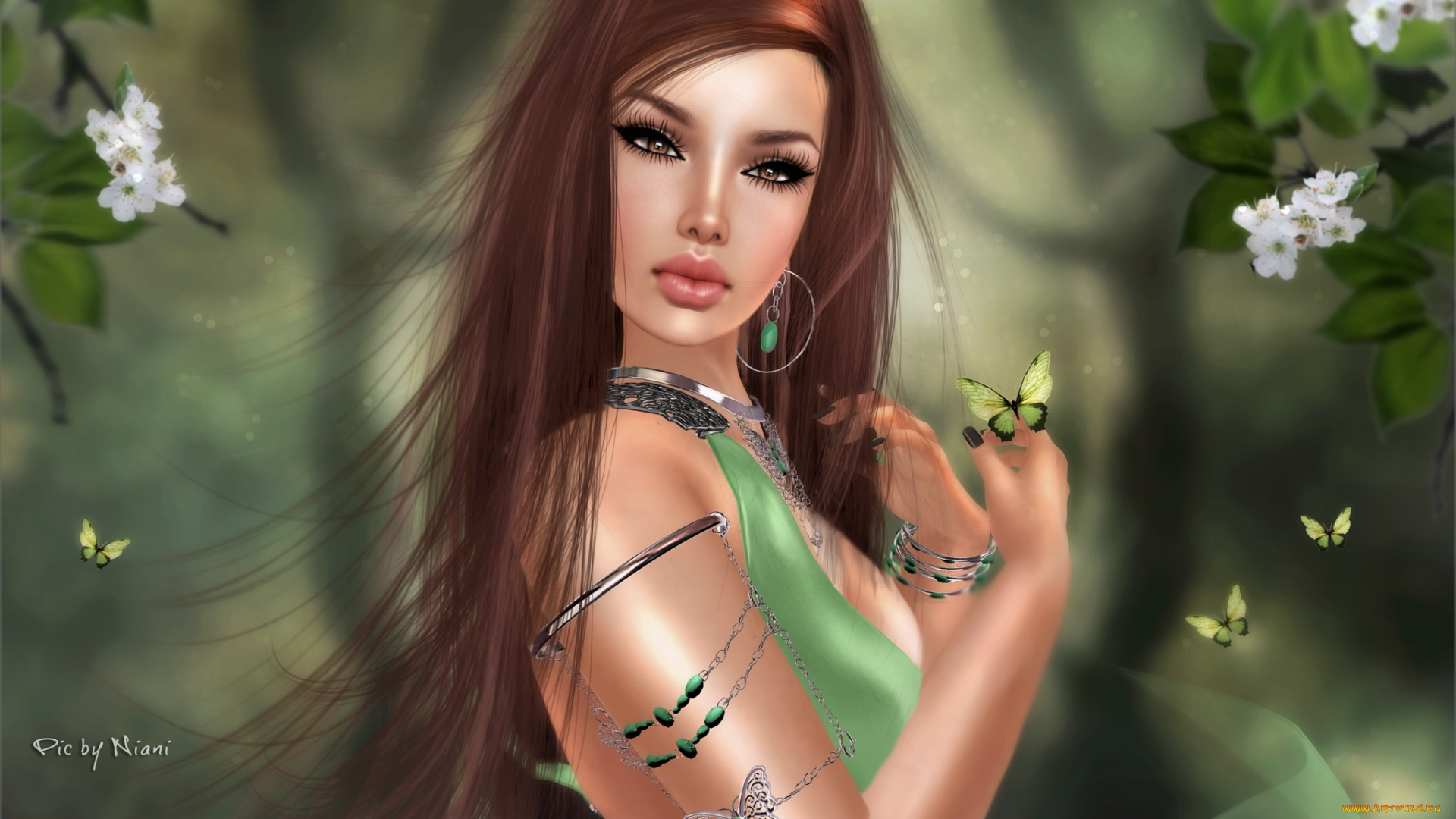 3д, графика, портрет, , portraits, брюнетка