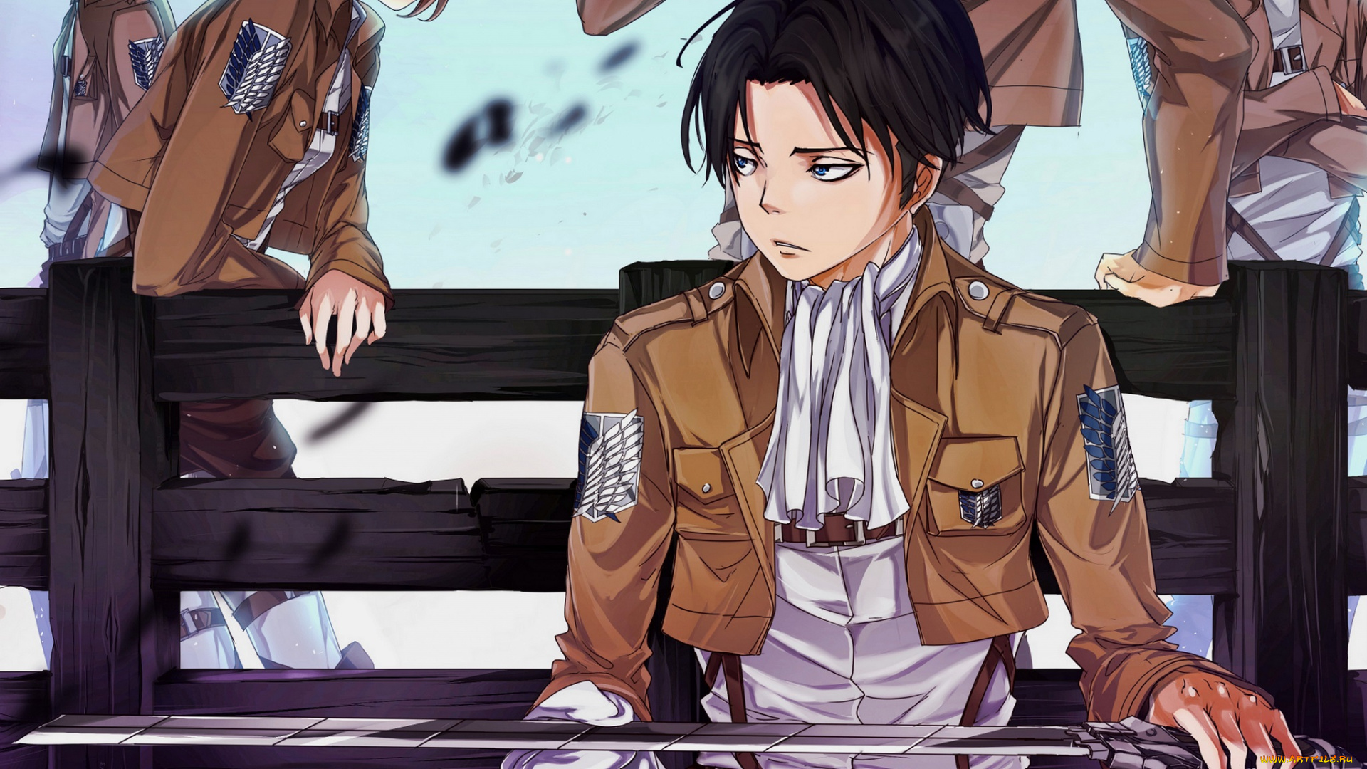 аниме, shingeki, no, kyojin, лезвие, rivaille, levi, атака, титанов, арт
