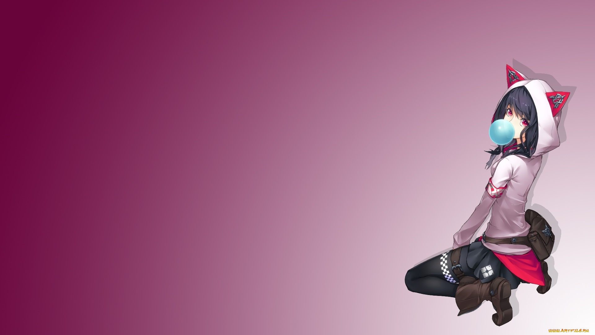 аниме, *unknown, , другое, арт, красный, фон, девушка