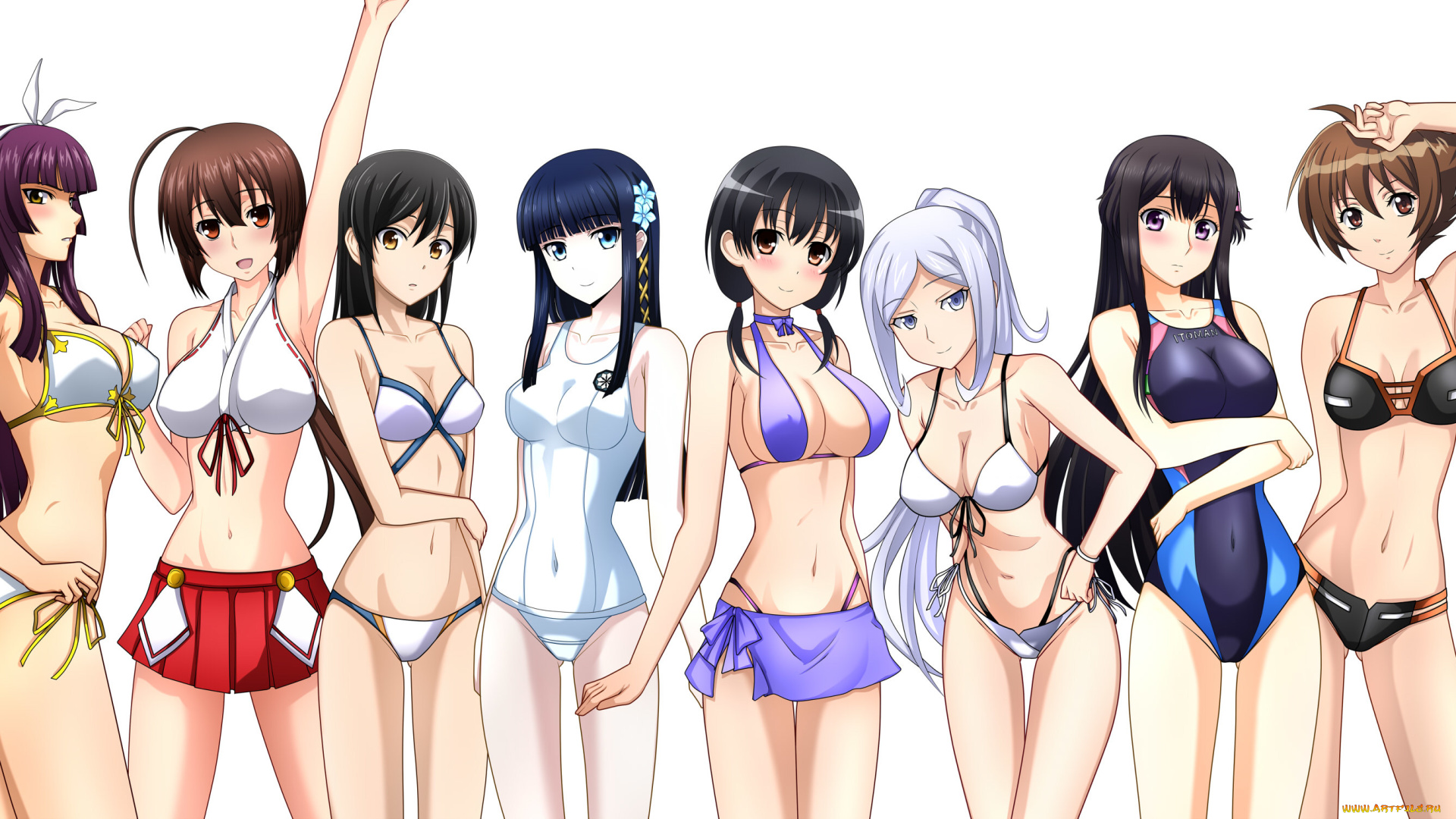 аниме, *unknown, , другое, купальник, арт, девушки