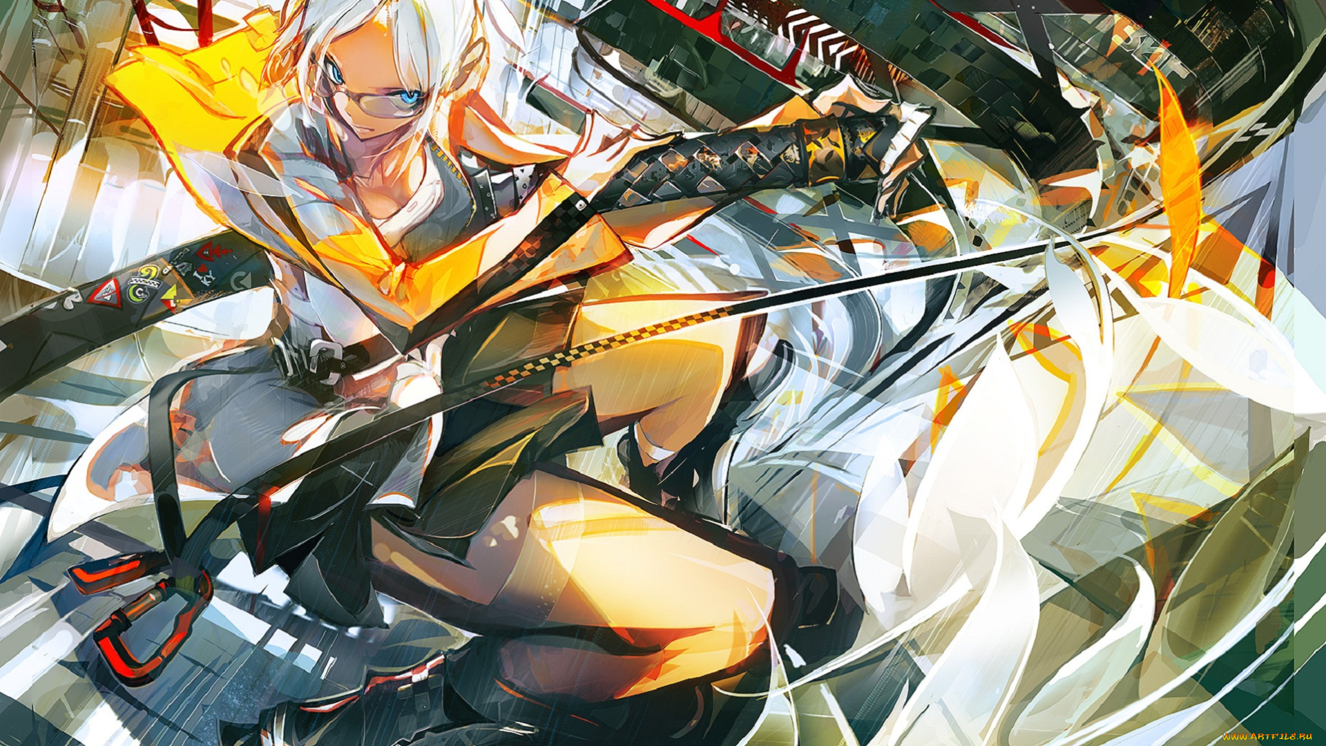 by, panamaman, аниме, -weapon, , blood, &, technology, взгляд, оружие, арт, девушка