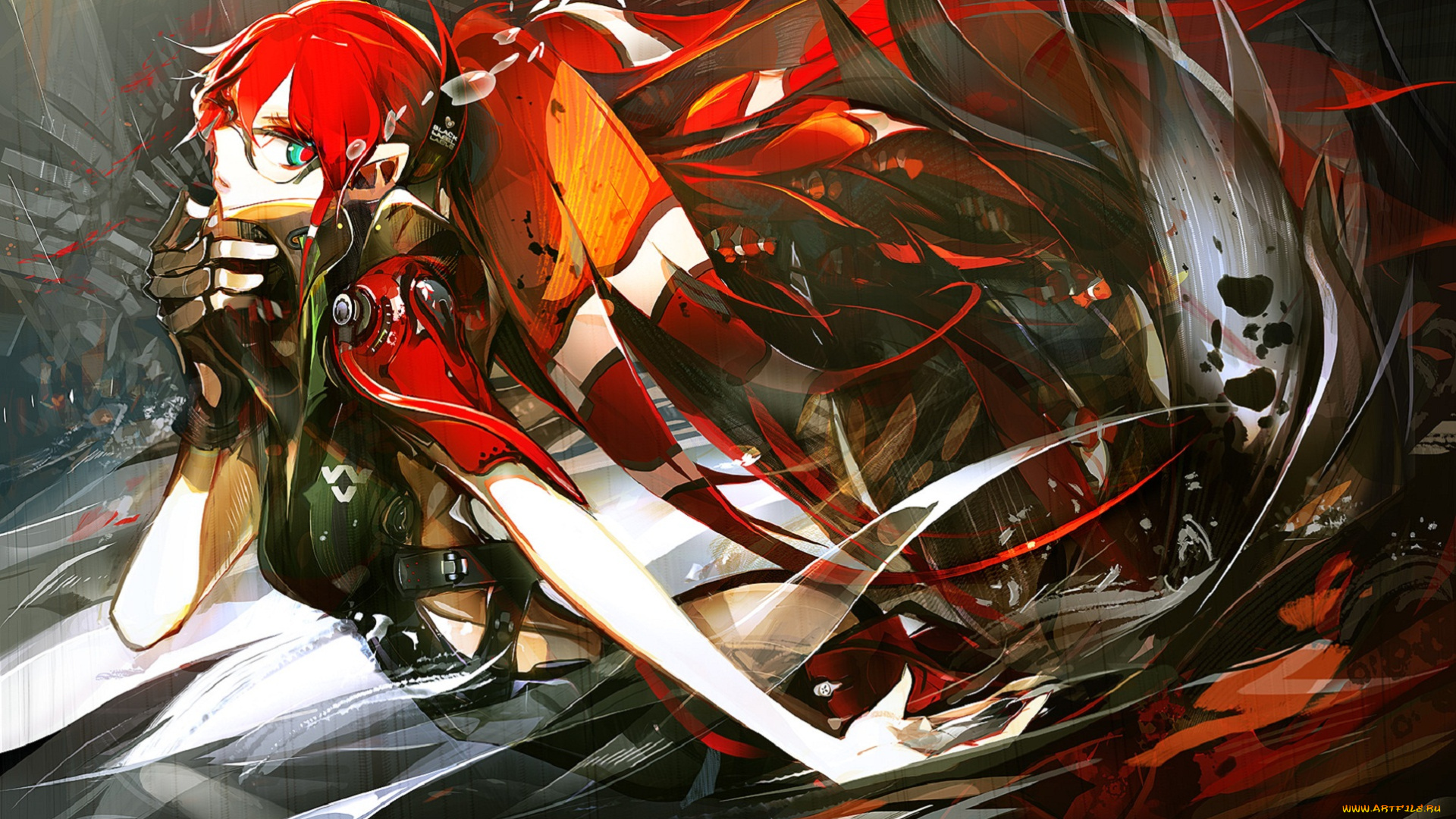 by, panamaman, аниме, -weapon, , blood, &, technology, девушка, арт