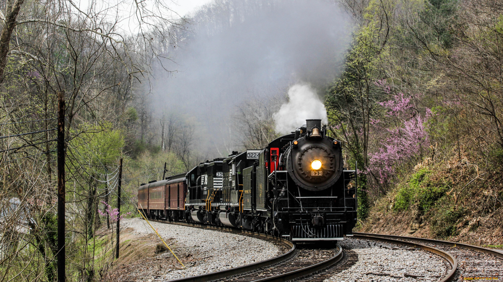 техника, паровозы, рельсы, дорога, паровоз, вагоны, железная