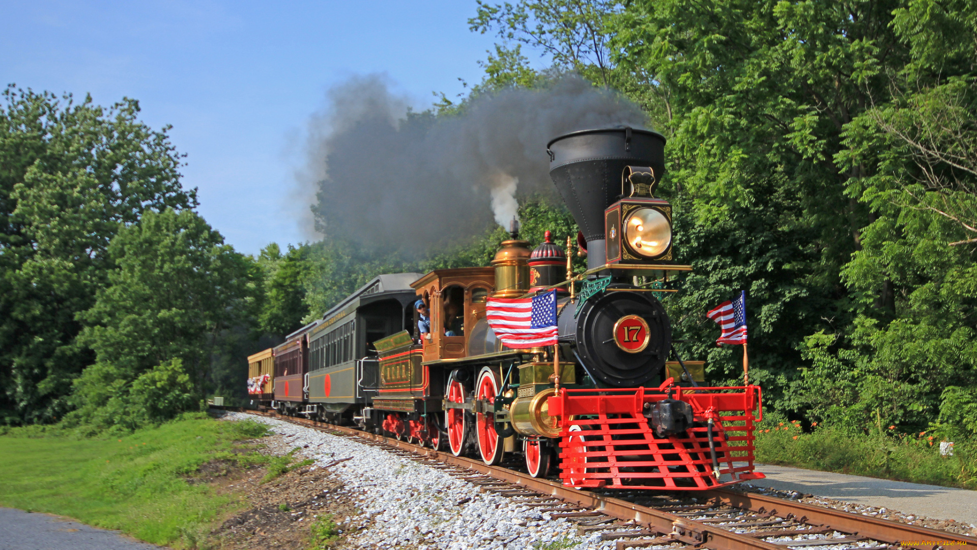 техника, паровозы, вагоны, дорога, паровоз, рельсы, железная