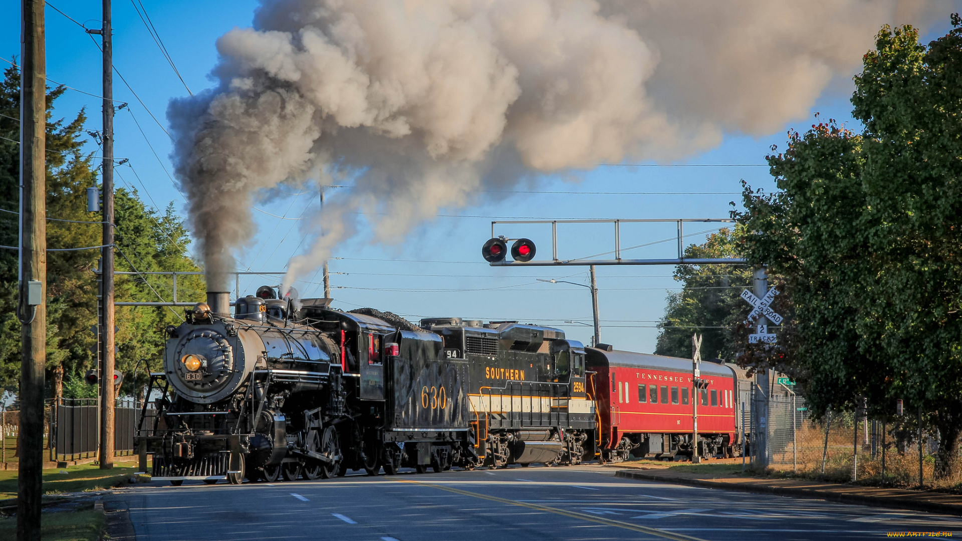 техника, паровозы, вагоны, паровоз, дорога, рельсы, железная