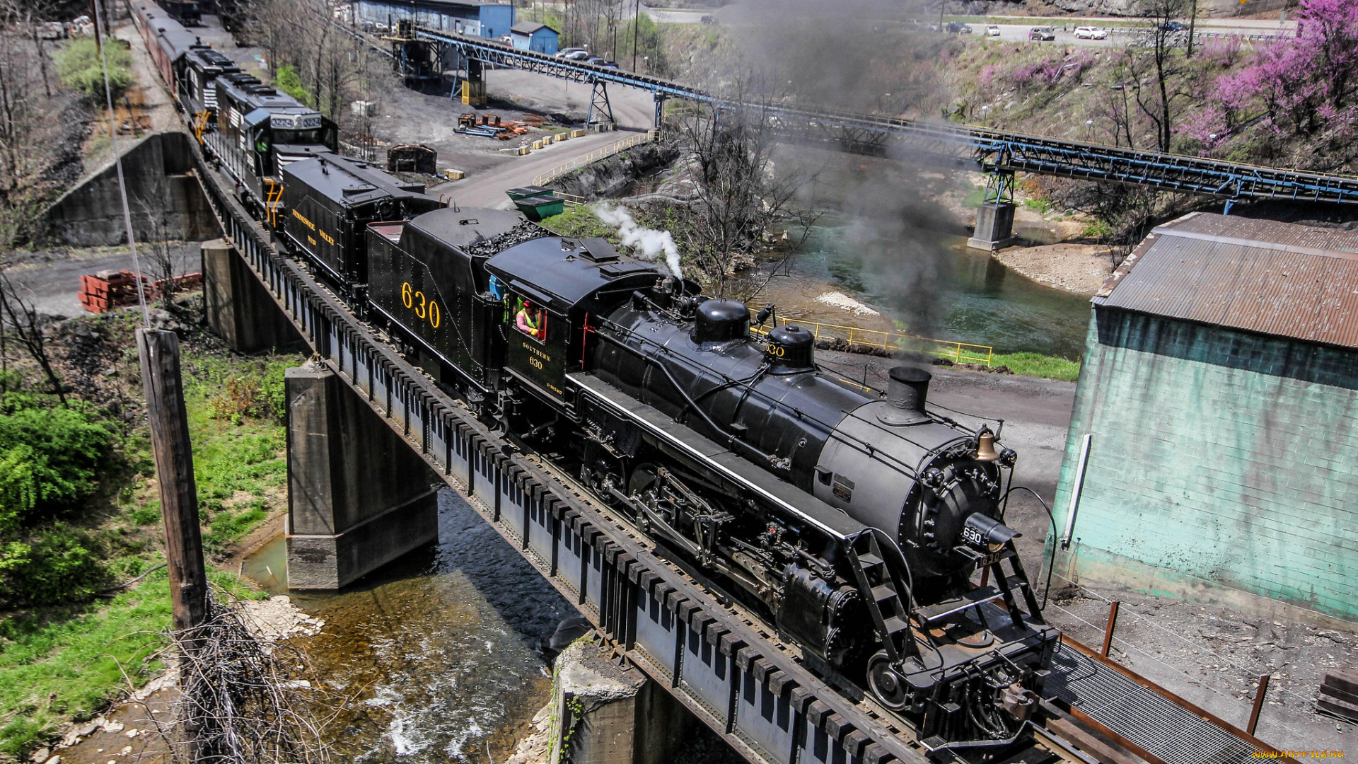 техника, паровозы, вагоны, паровоз, рельсы, дорога, железная