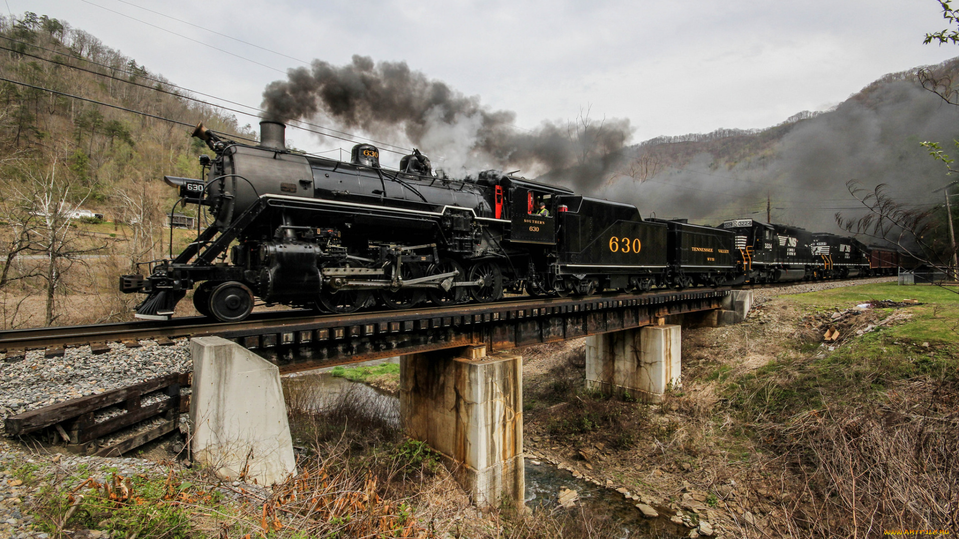 техника, паровозы, железная, паровоз, вагоны, рельсы, дорога
