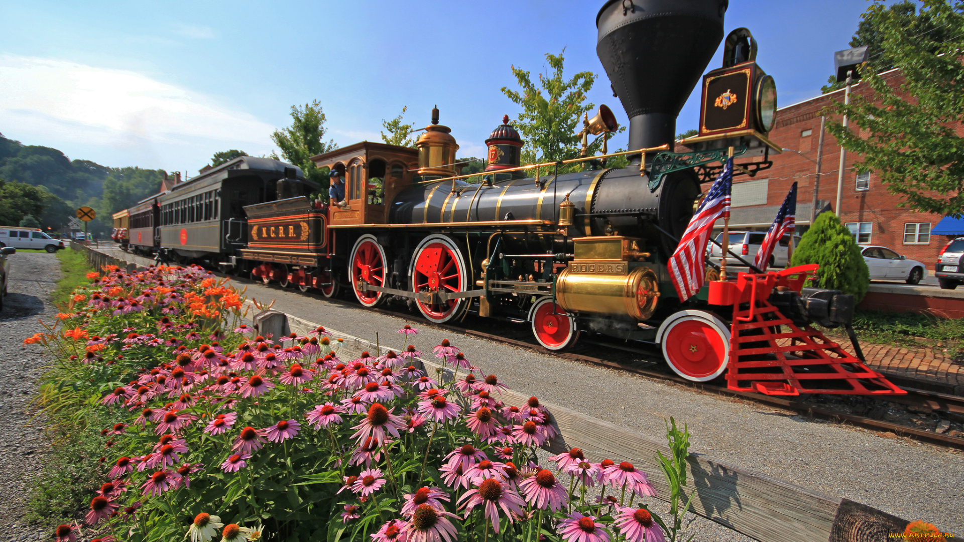 техника, паровозы, железная, вагоны, паровоз, рельсы, дорога