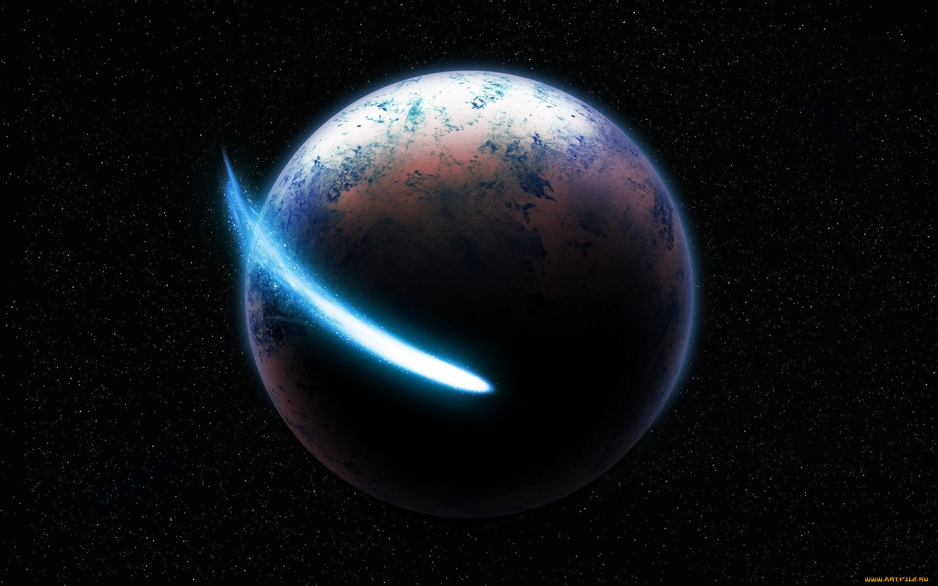 космос, арт, планета, звезды