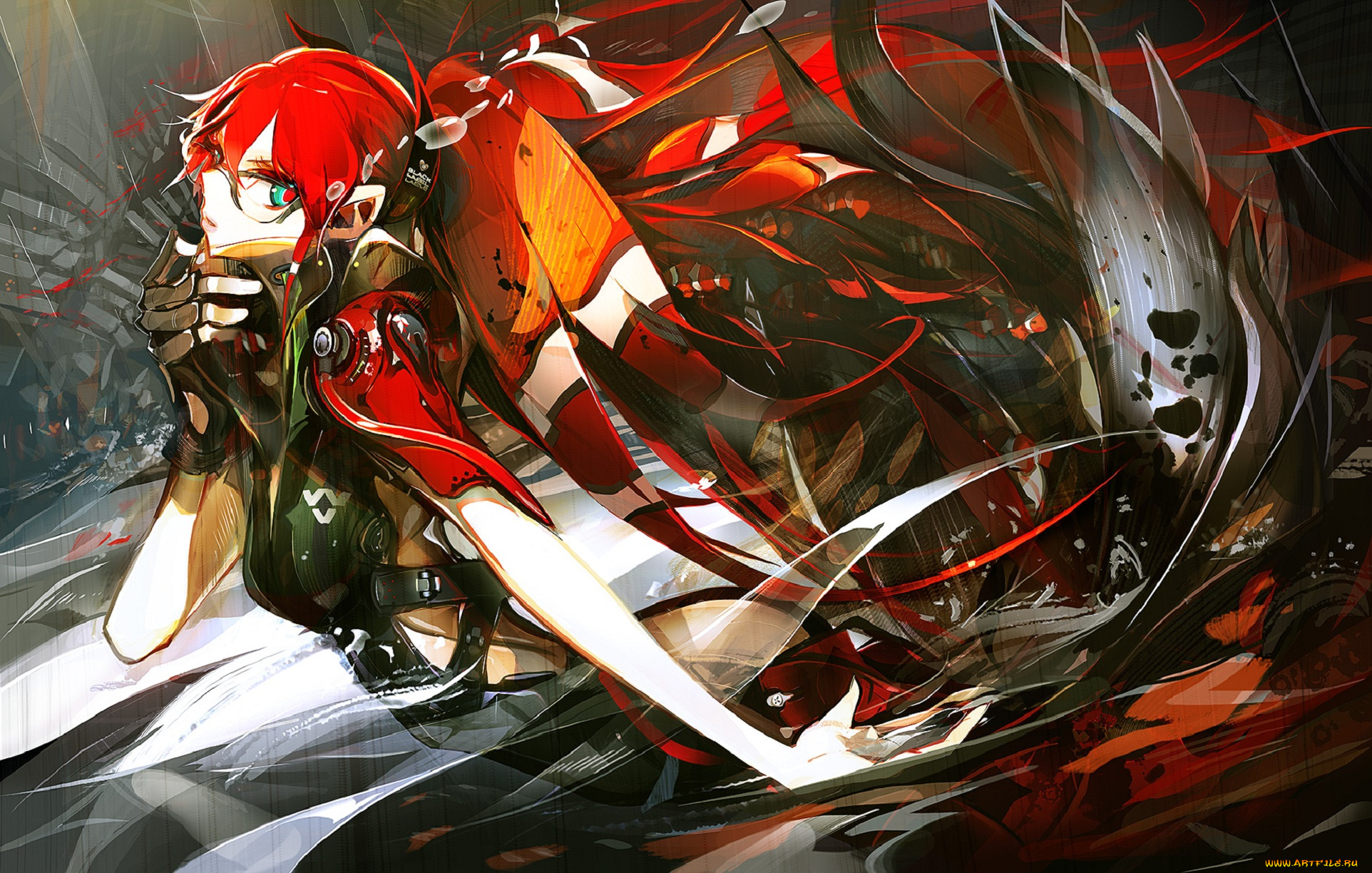 by, panamaman, аниме, -weapon, , blood, &, technology, девушка, арт