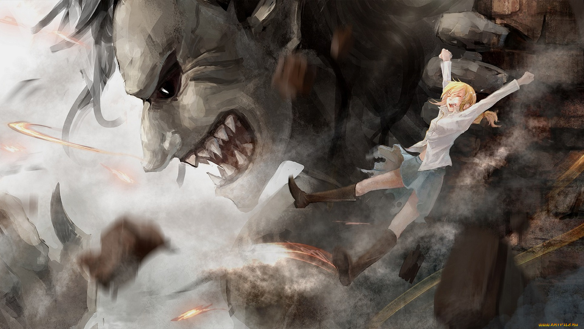 аниме, shingeki, no, kyojin, арт, девушка, атака, титанов, christa, renz, ymir