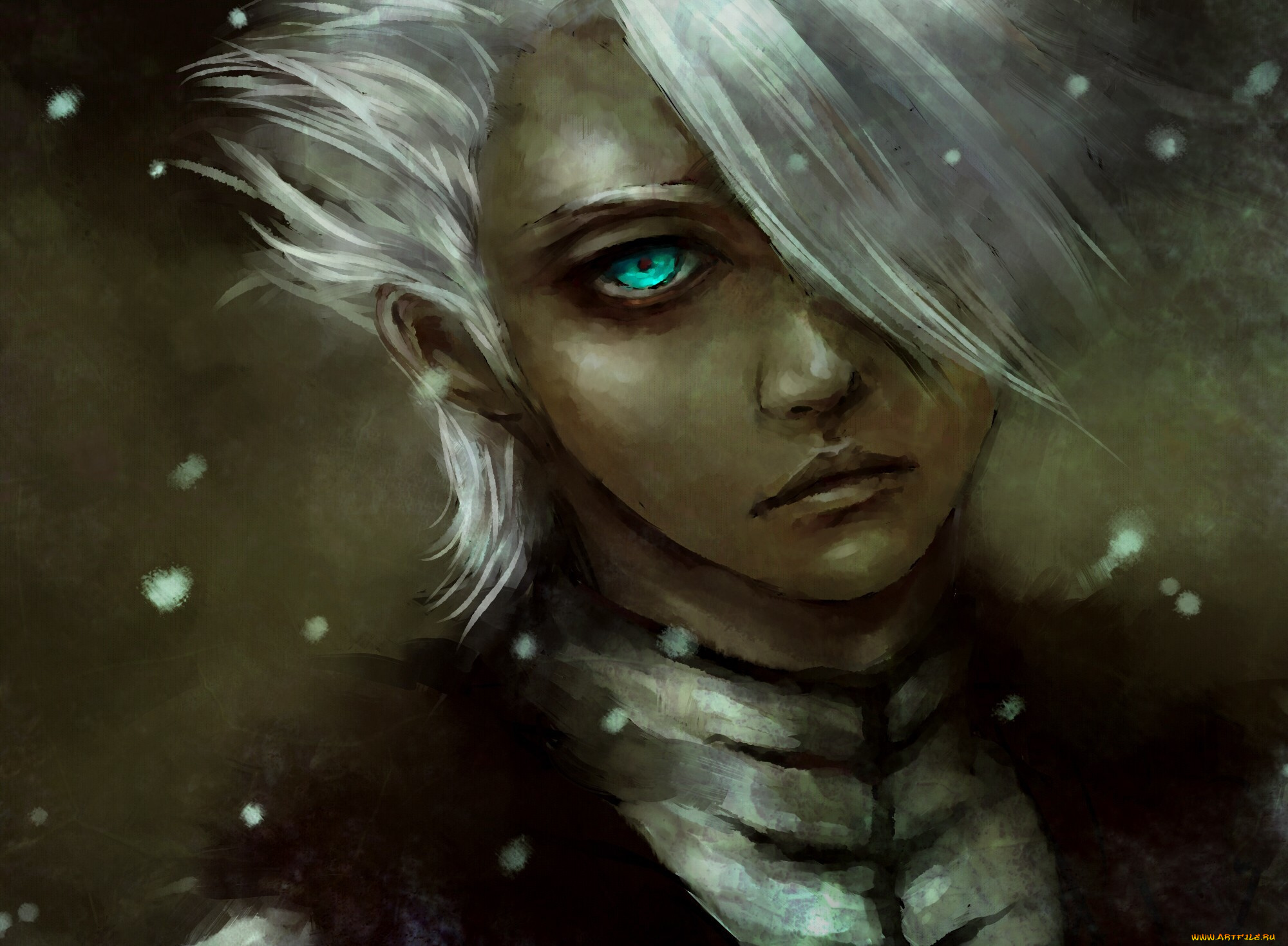 аниме, bleach, nanfe, арт, hitsugaya, toushirou, снег, парень