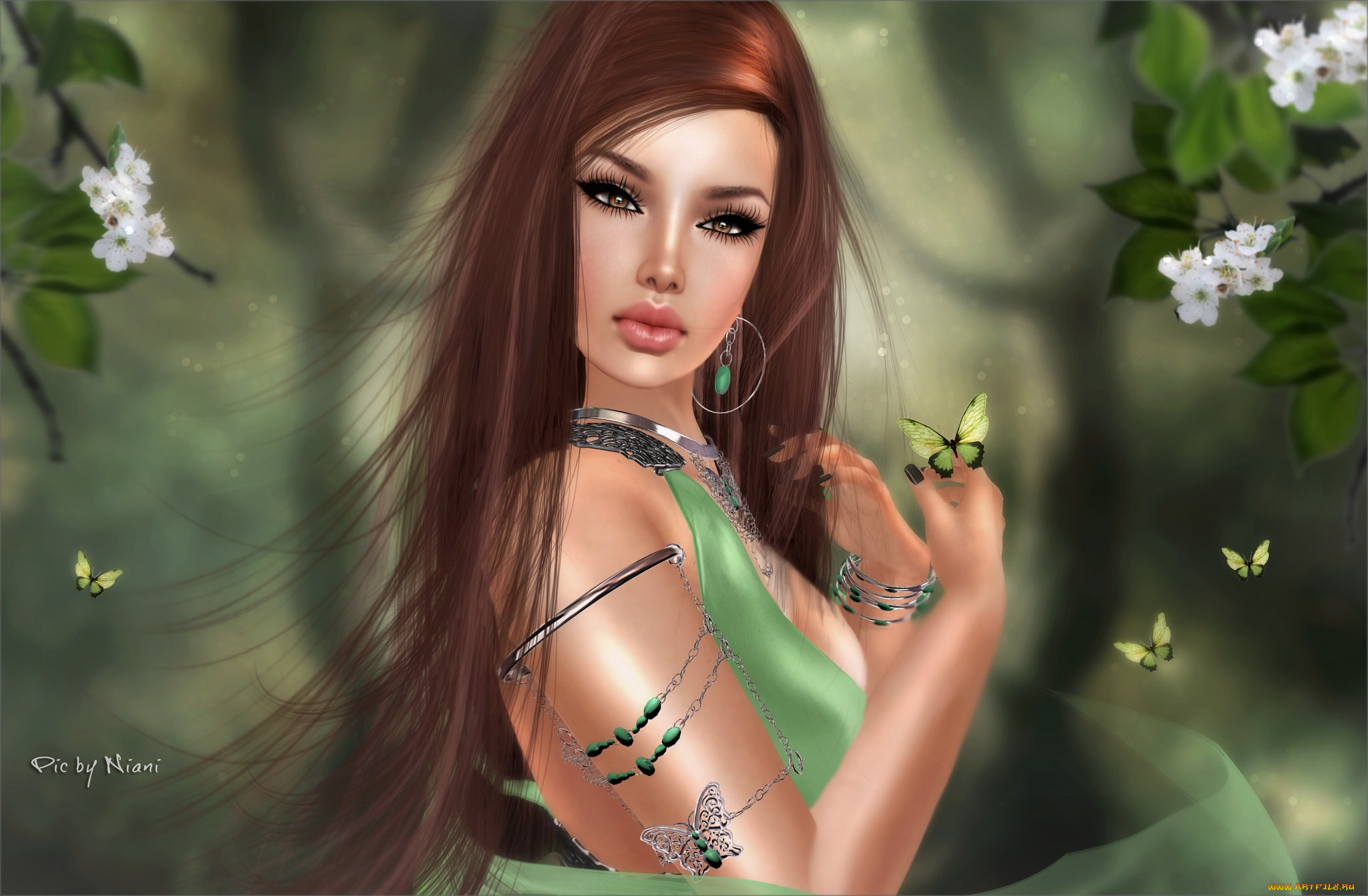 3д, графика, портрет, , portraits, брюнетка