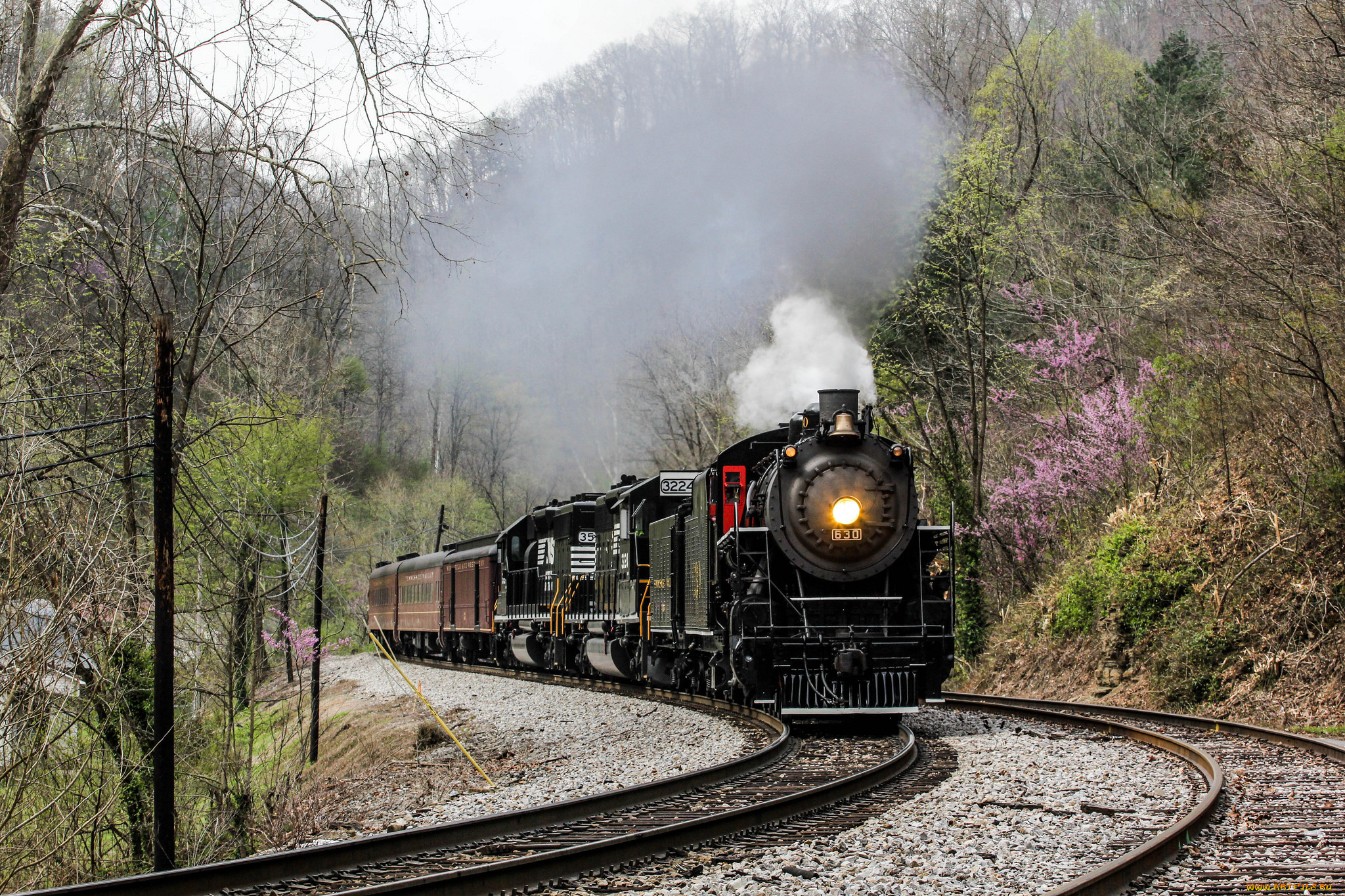 техника, паровозы, рельсы, дорога, паровоз, вагоны, железная