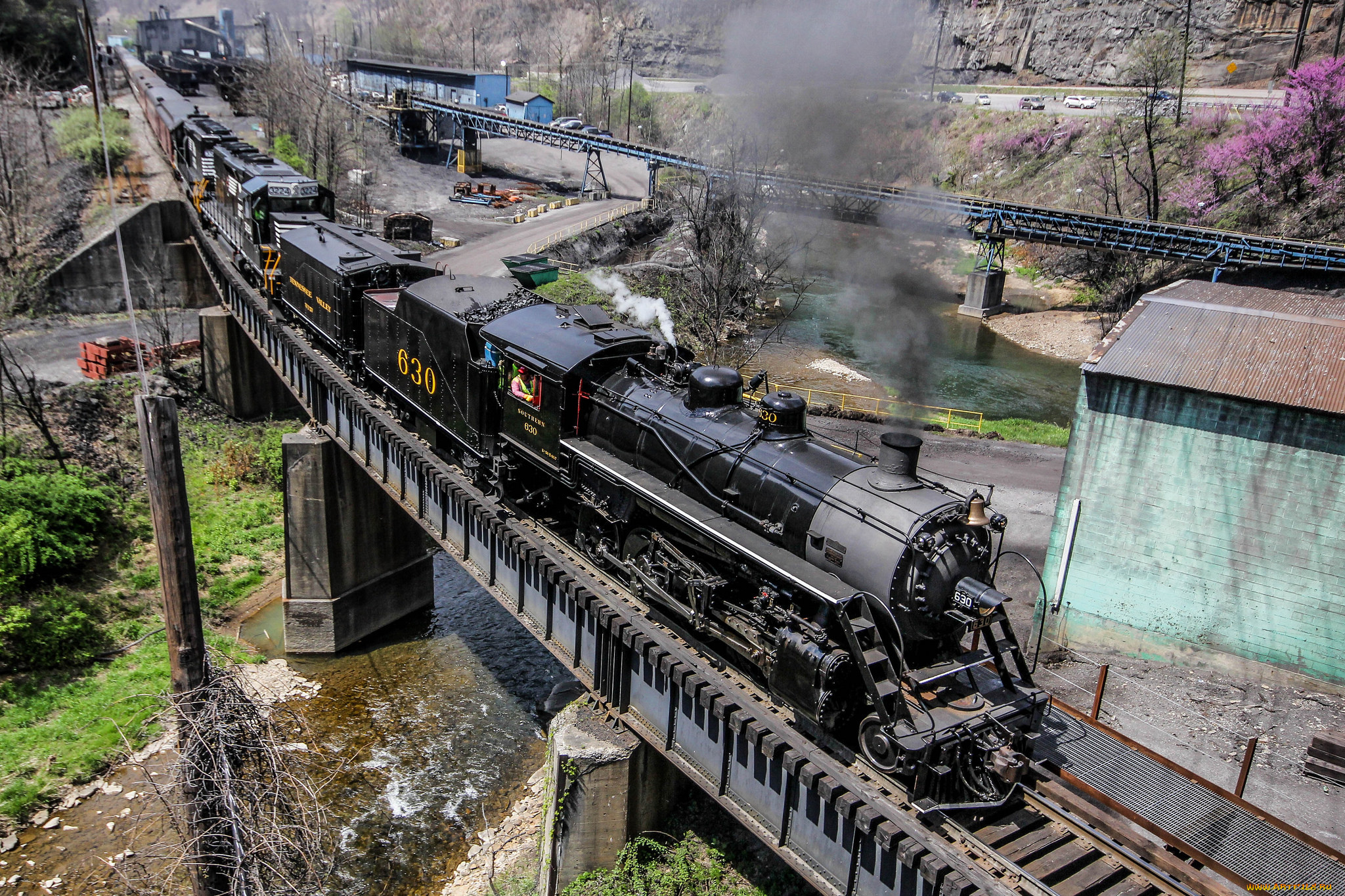 техника, паровозы, вагоны, паровоз, рельсы, дорога, железная