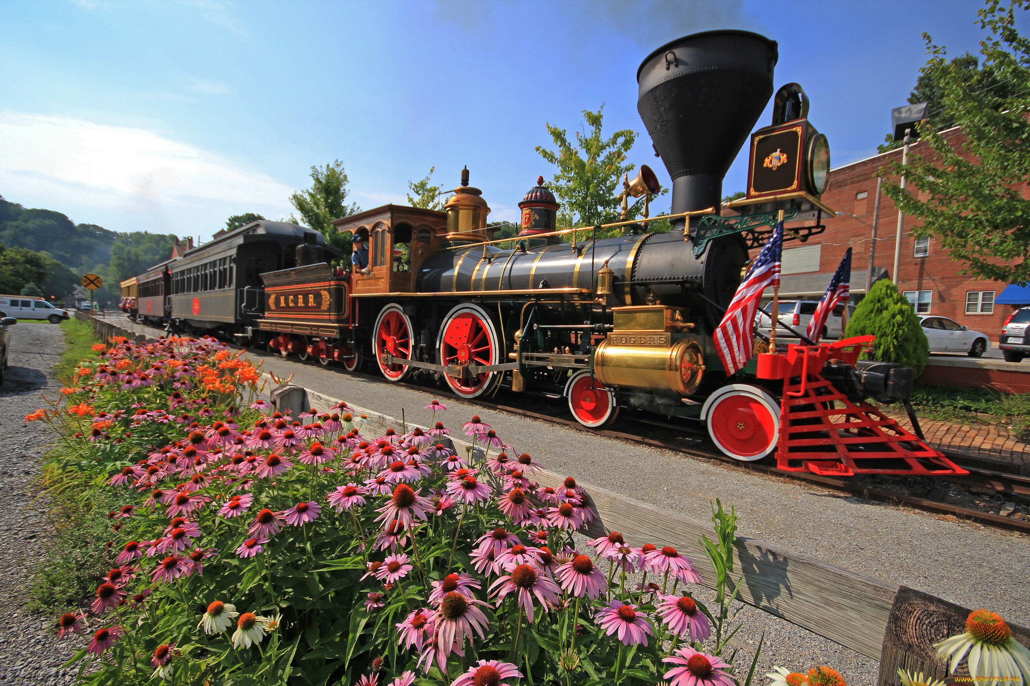 техника, паровозы, железная, вагоны, паровоз, рельсы, дорога