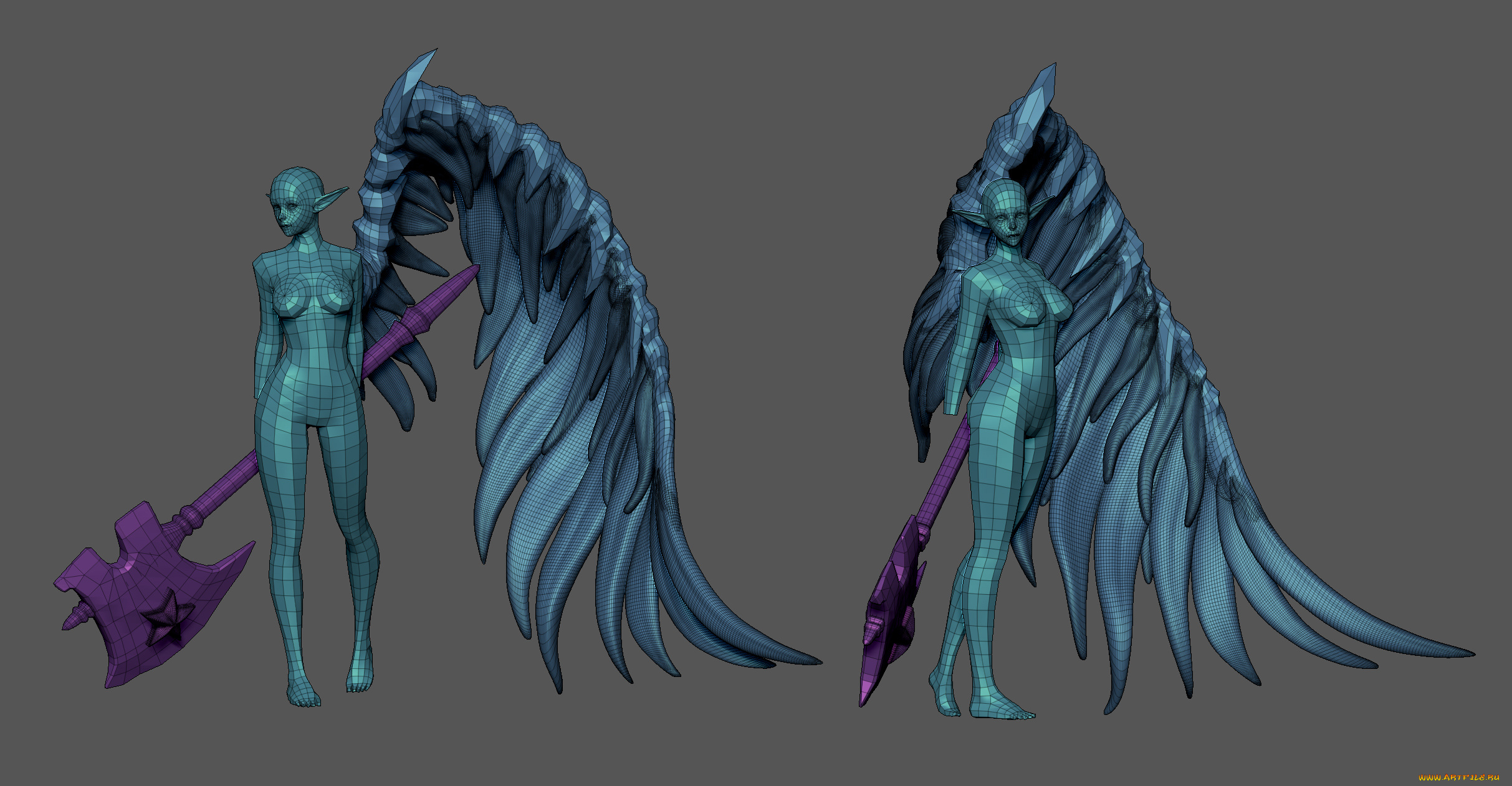 3д, графика, _science, fiction, крыло, эльфийка