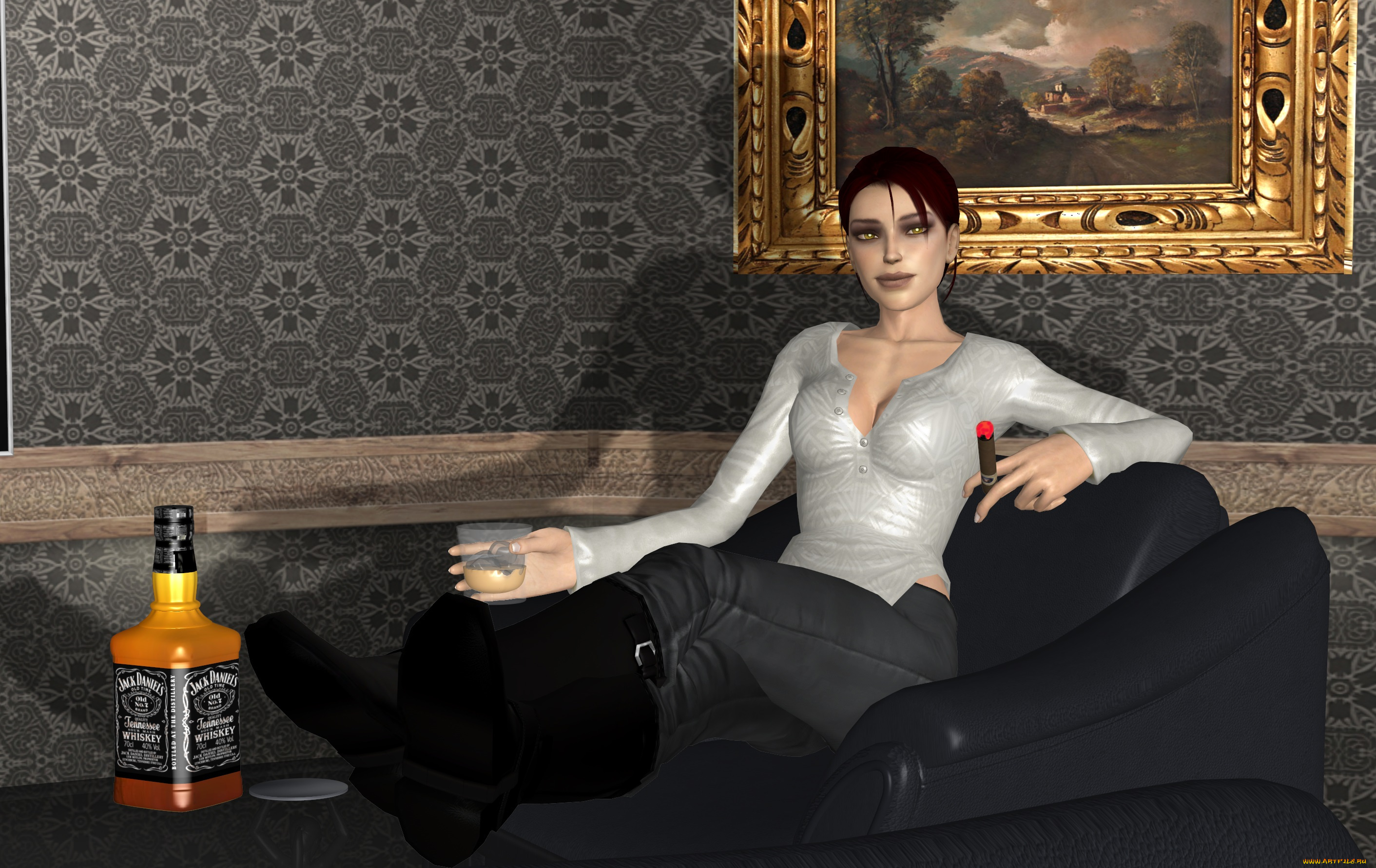 3д, графика, люди, , people, картина, сигарета, взгляд, девушка