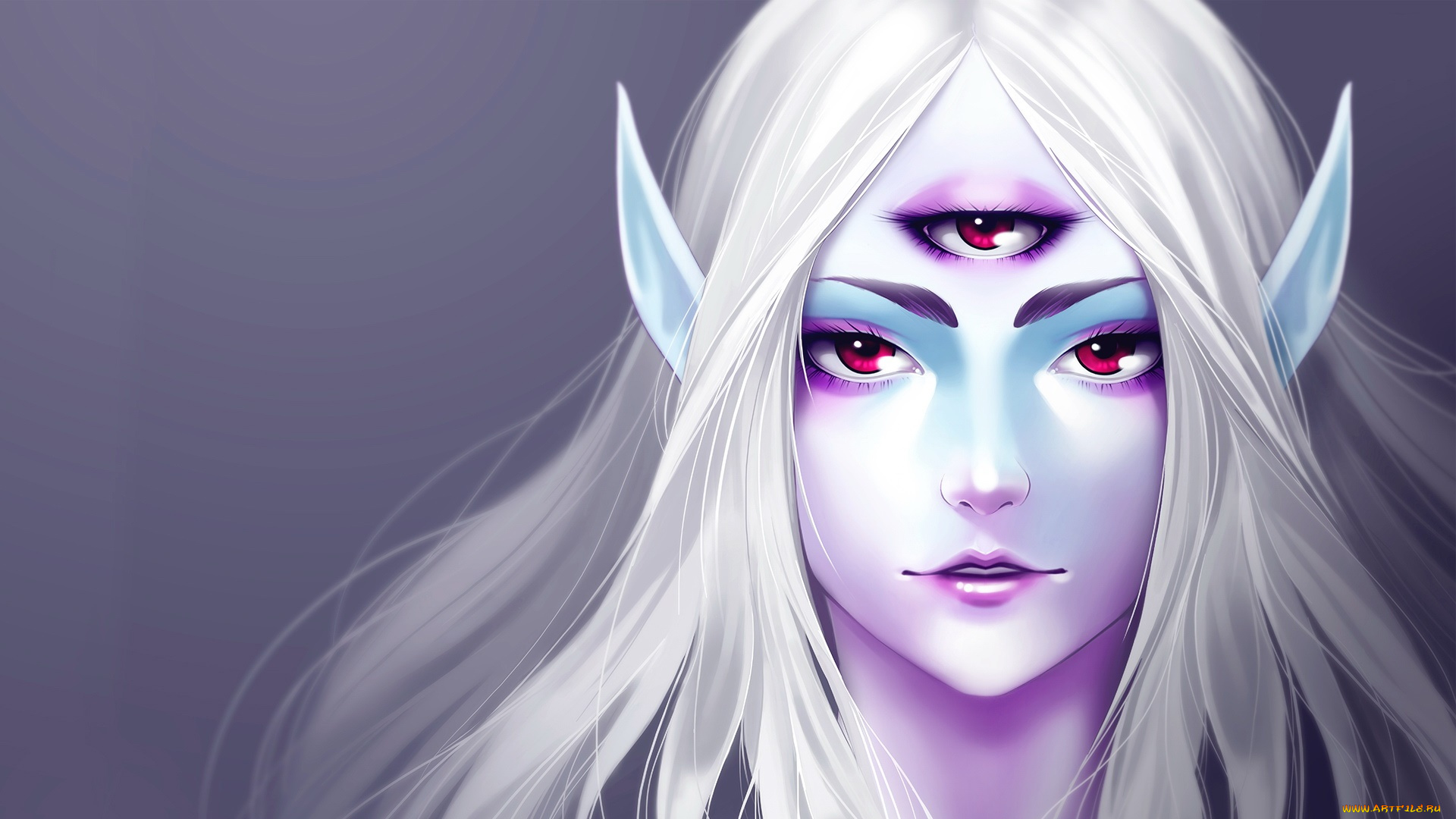 3д, графика, эльфы, , elves, эльфийка, бдондинка, фон, взгляд, глаза