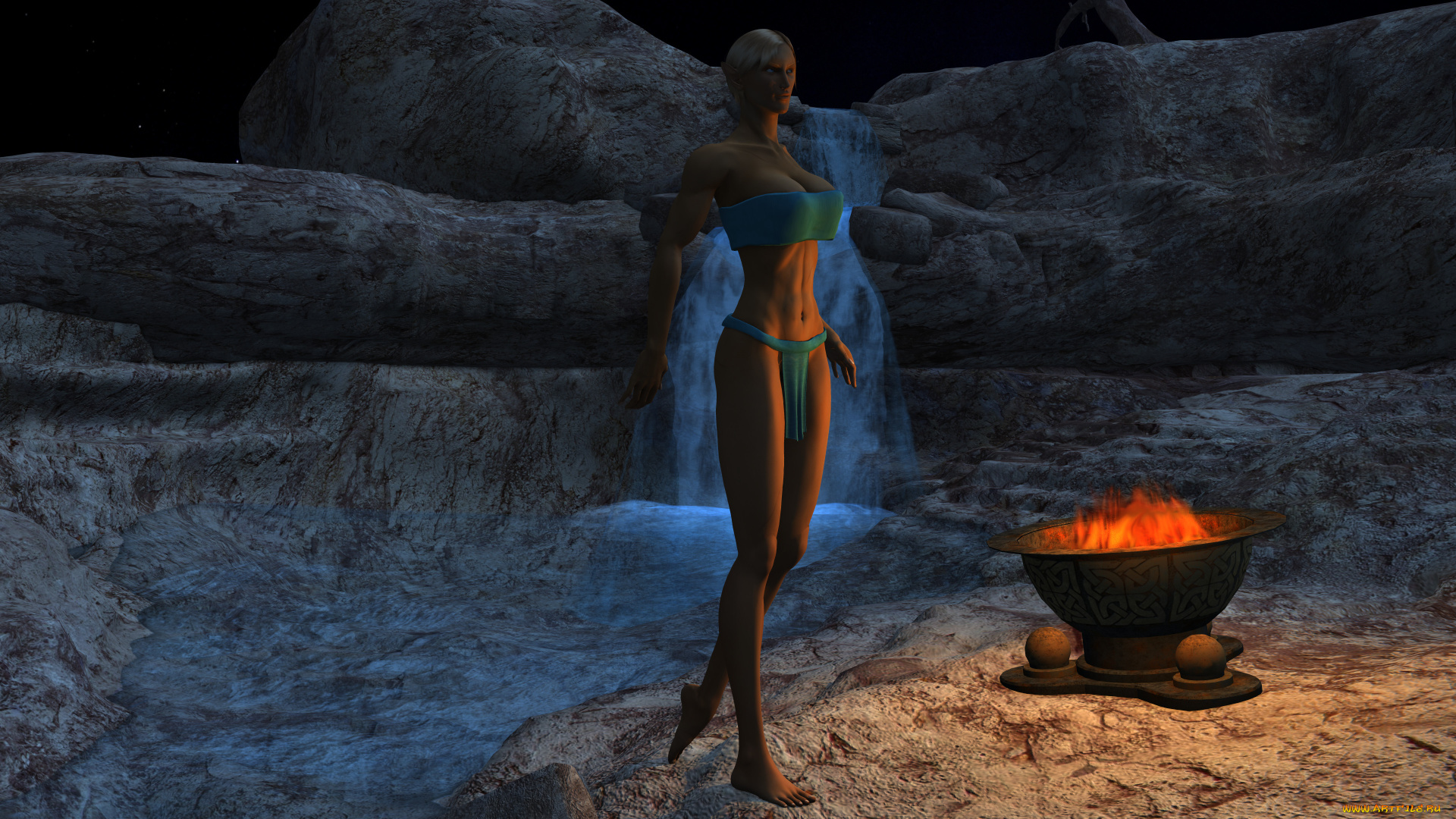 3д, графика, эльфы, , elves, эльфийка, взгляд, фон