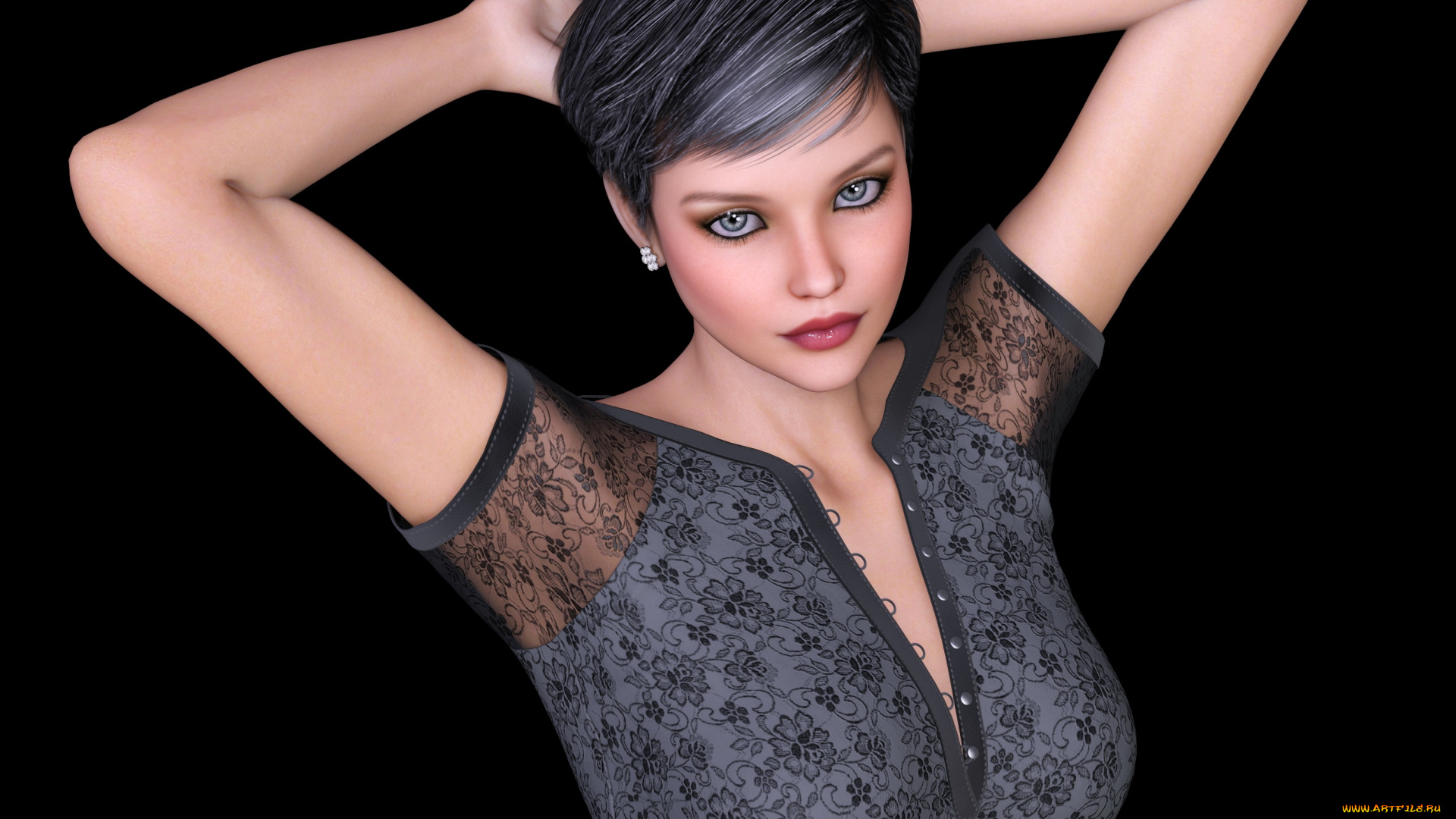 3д, графика, люди, , people, девушка, взгляд, фон