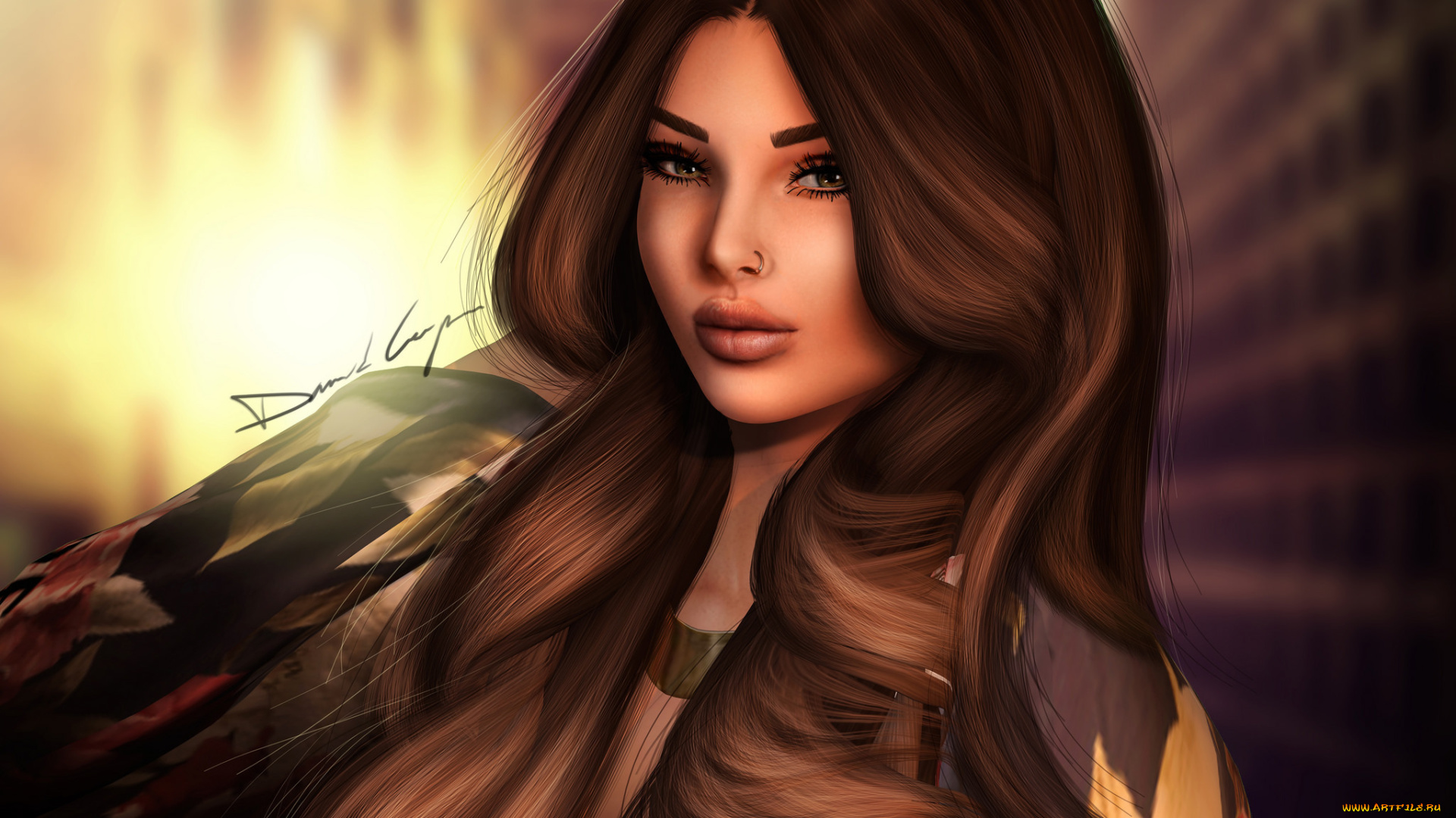 3д, графика, портрет, , portraits, лицо, девушка, фон, губы, волосы