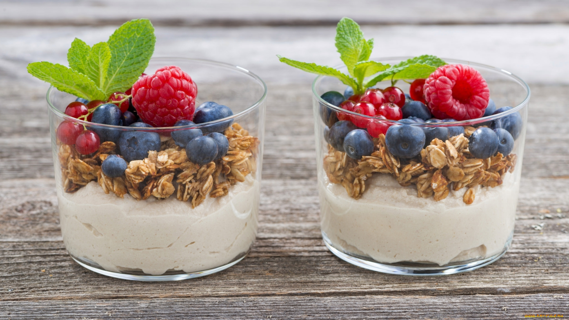 еда, мюсли, , хлопья, мята, гранола, ягоды, малина, смородина, голубика, десерт