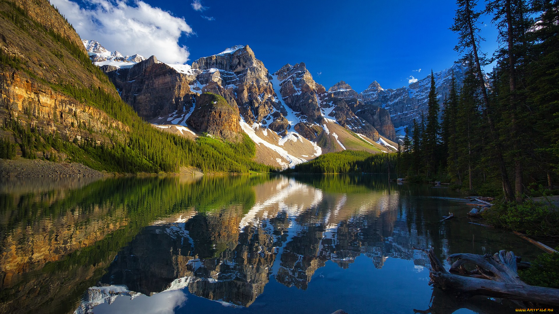 природа, реки, озера, альберта, банф, озеро, морейн, горы, moraine, lake, canada, valley, of, the, ten, peaks, alberta, banff, national, park, долина, десяти, пиков, канада, отражение, деревья