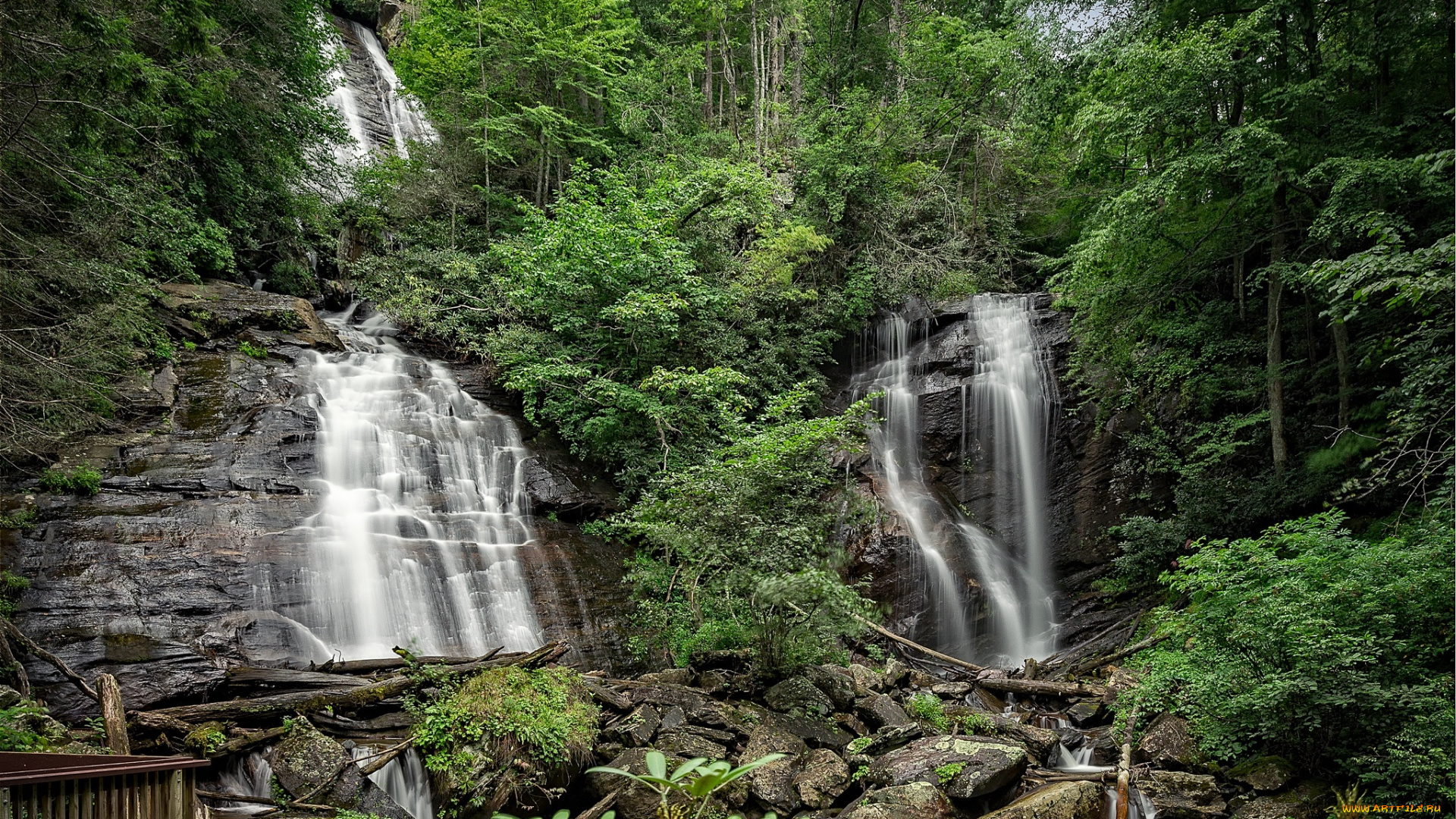 природа, водопады, водопад, река, лес