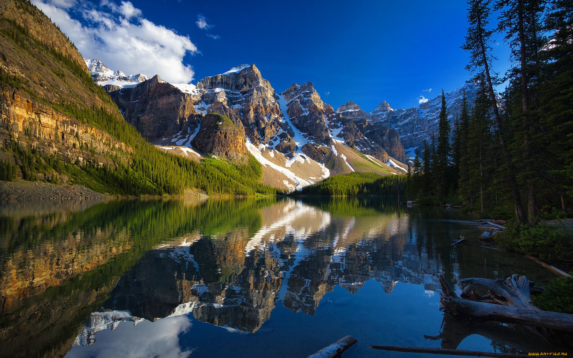 природа, реки, озера, альберта, банф, озеро, морейн, горы, moraine, lake, canada, valley, of, the, ten, peaks, alberta, banff, national, park, долина, десяти, пиков, канада, отражение, деревья