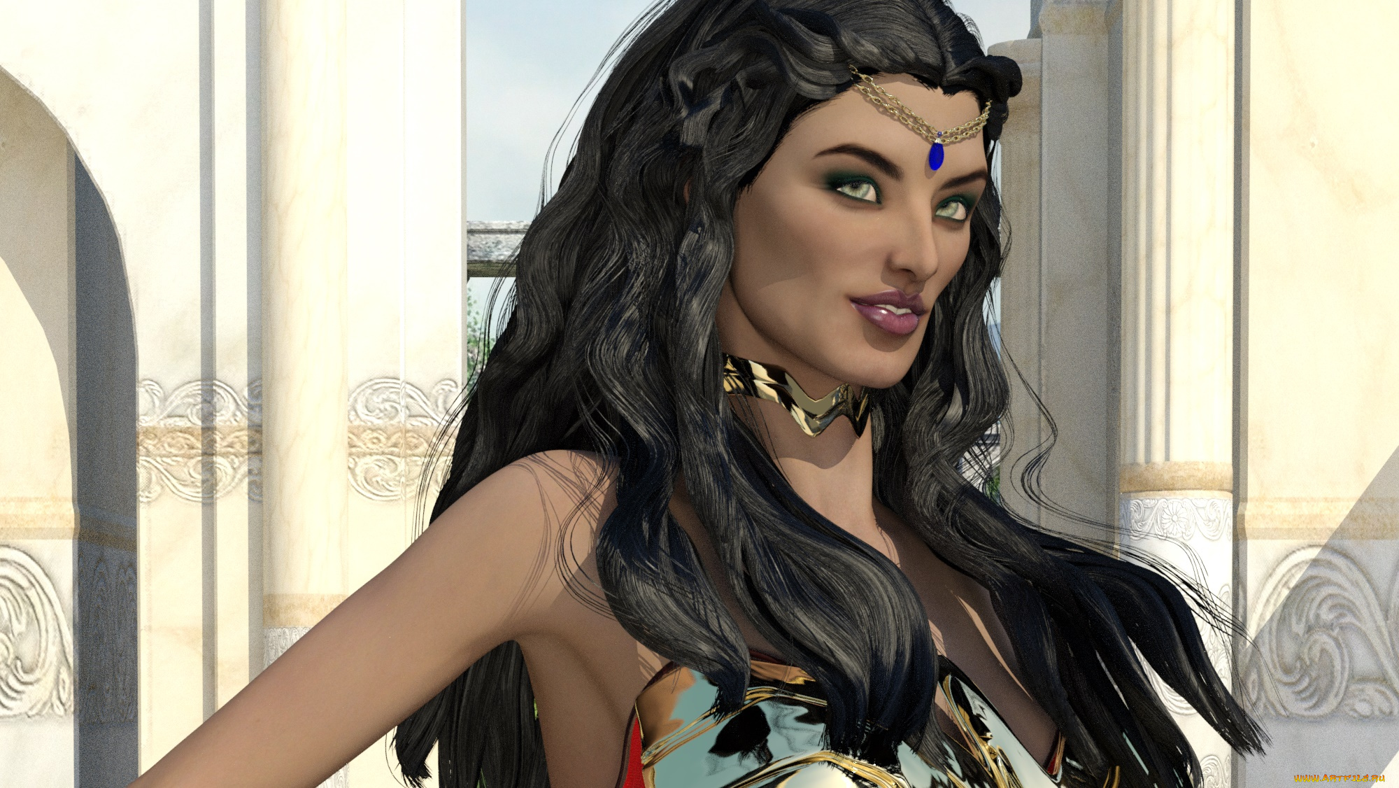 3д, графика, портрет, , portraits, фон, девушка, взгляд