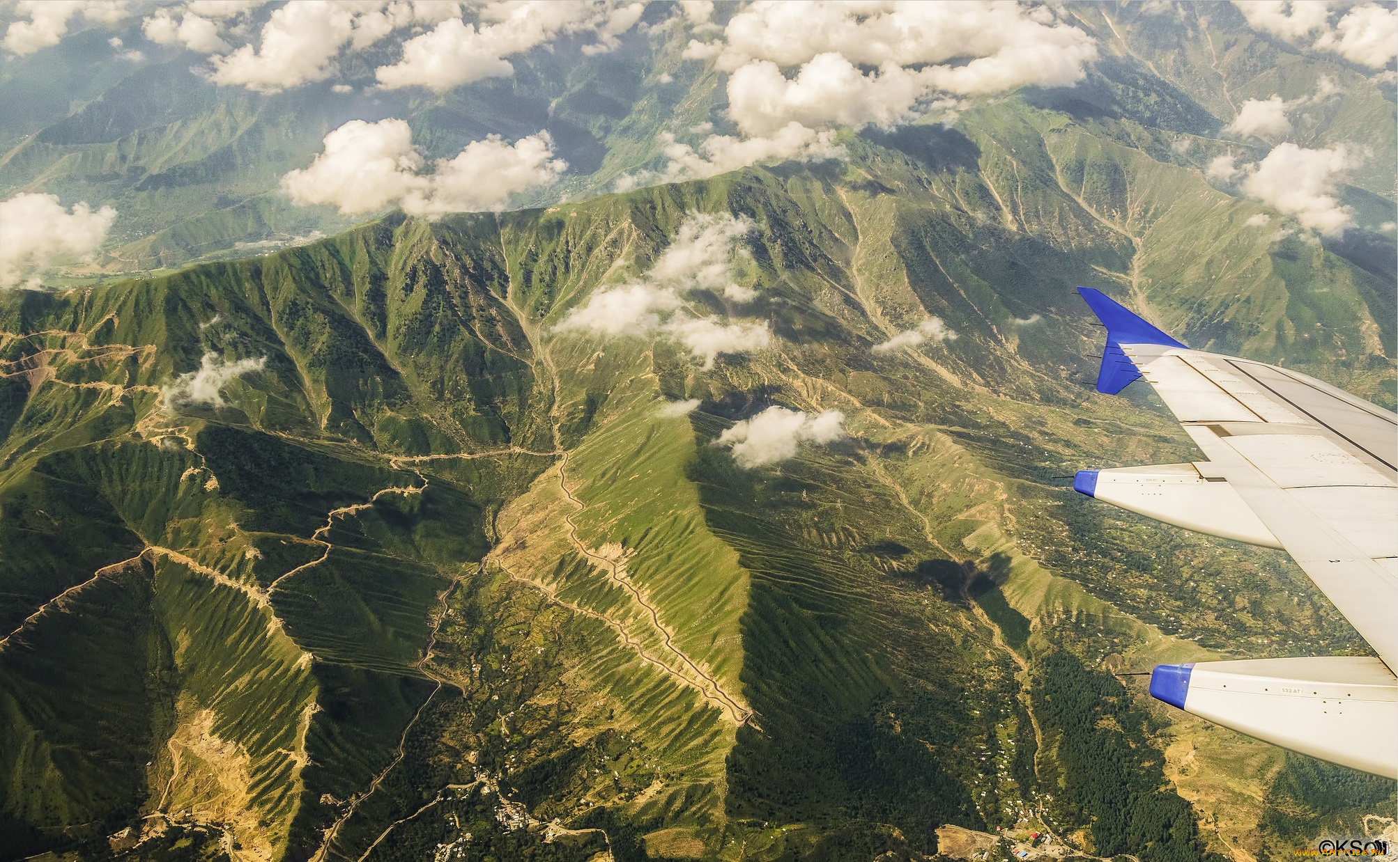 природа, горы, вид, сверху