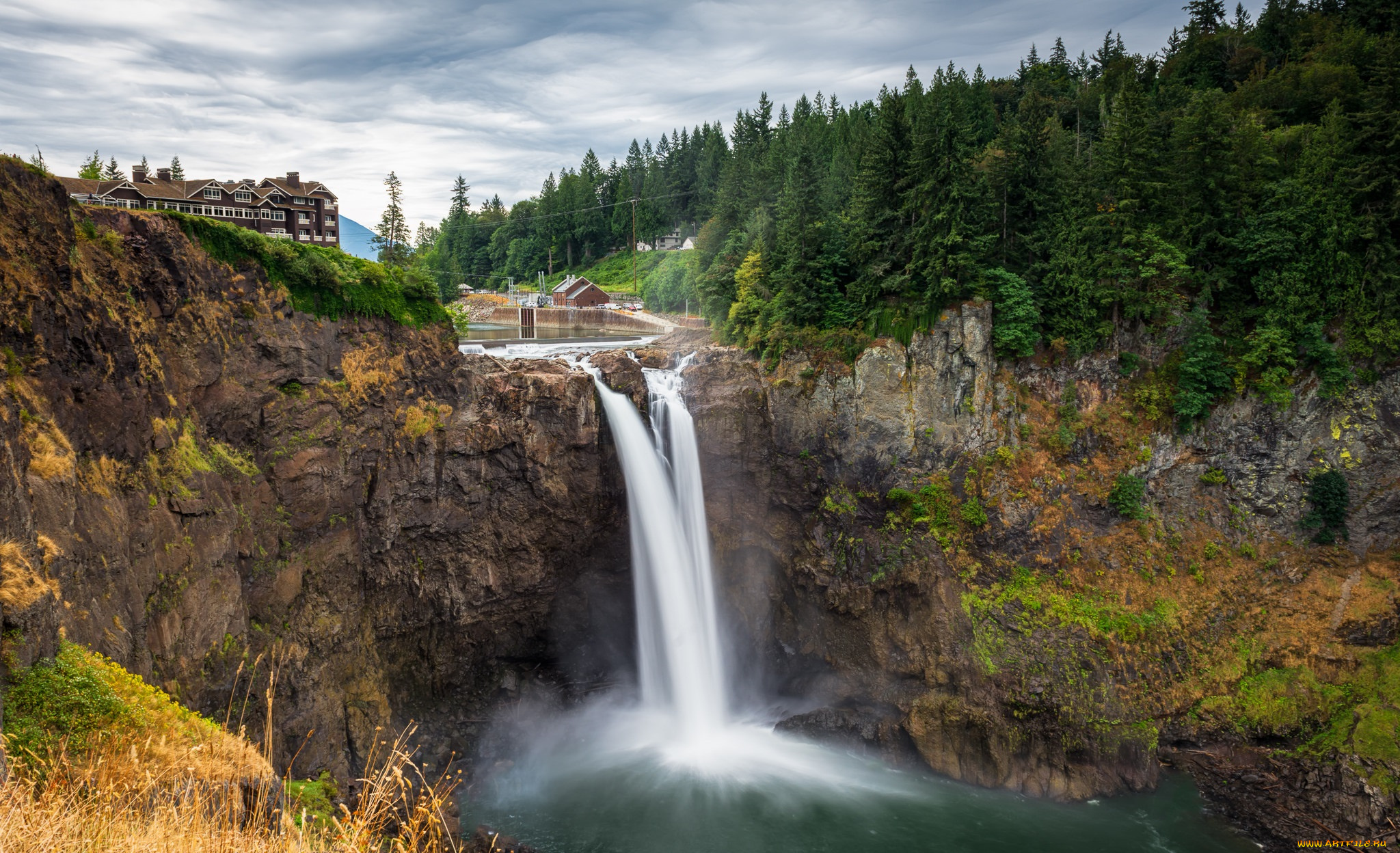 природа, водопады, водопад, река, лес