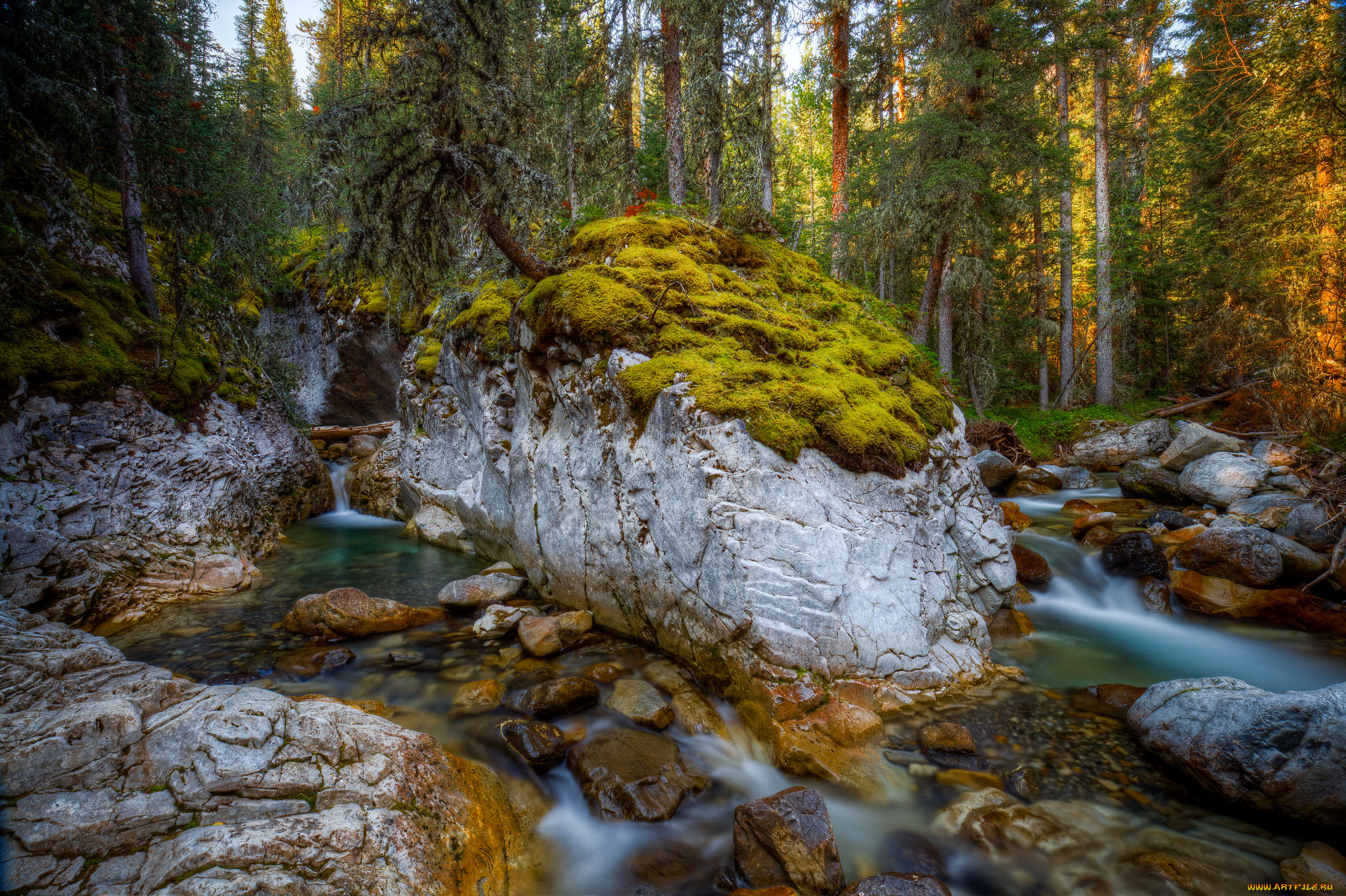 природа, водопады, водопад, река, лес