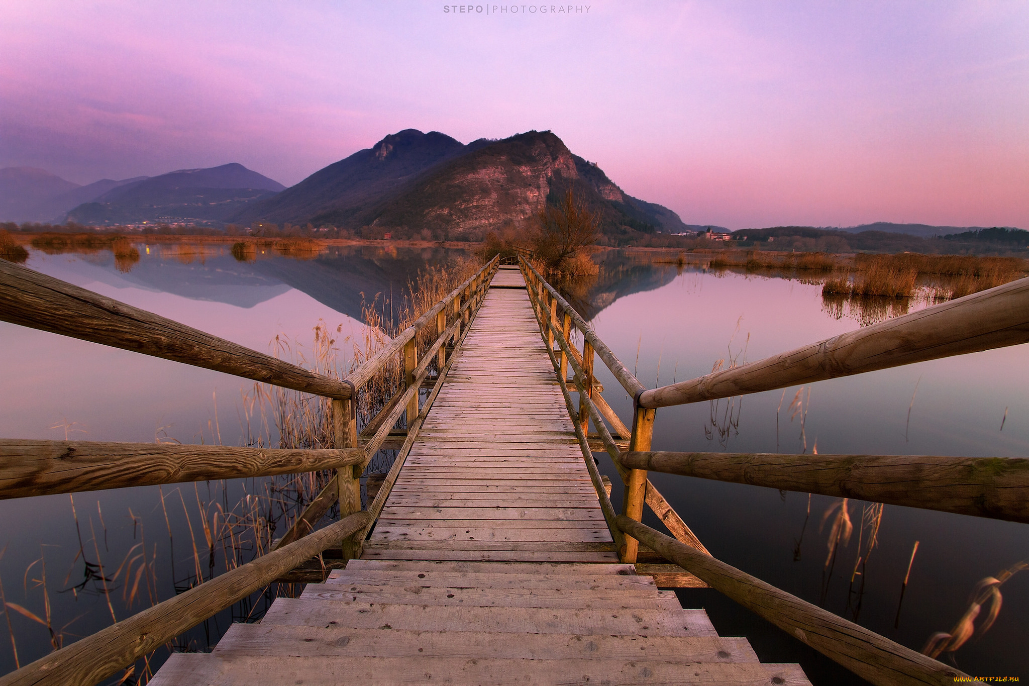 природа, дороги, горы, река, мост