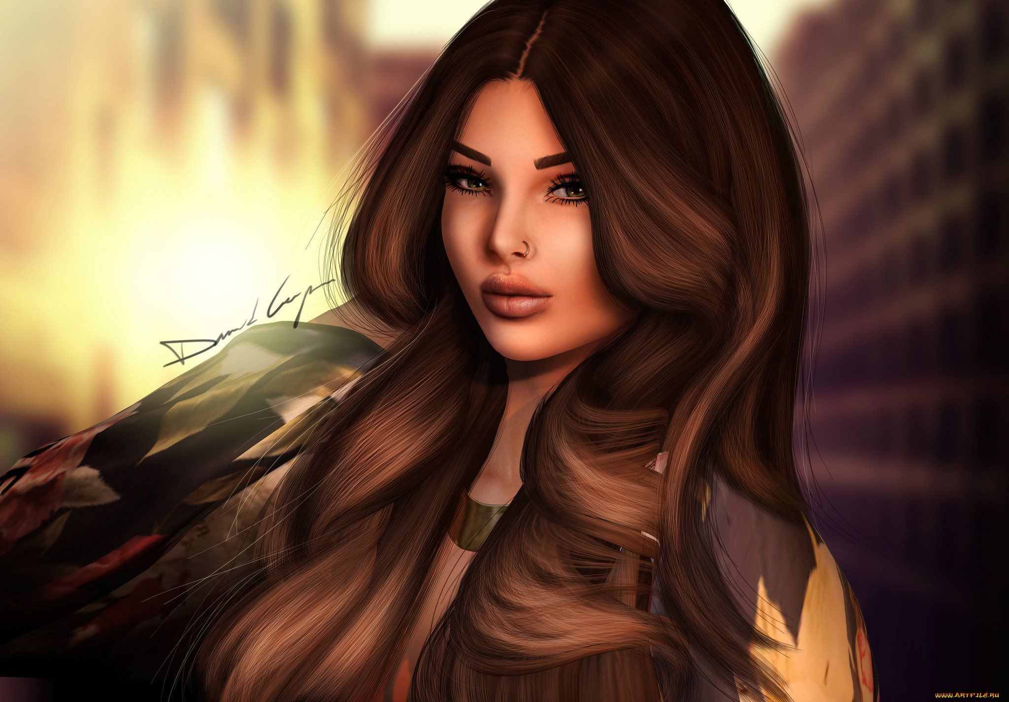 3д, графика, портрет, , portraits, лицо, девушка, фон, губы, волосы