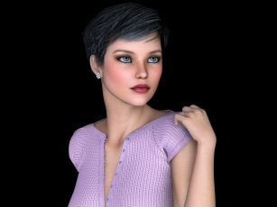 Картинка 3д+графика люди+ people девушка взгляд фон