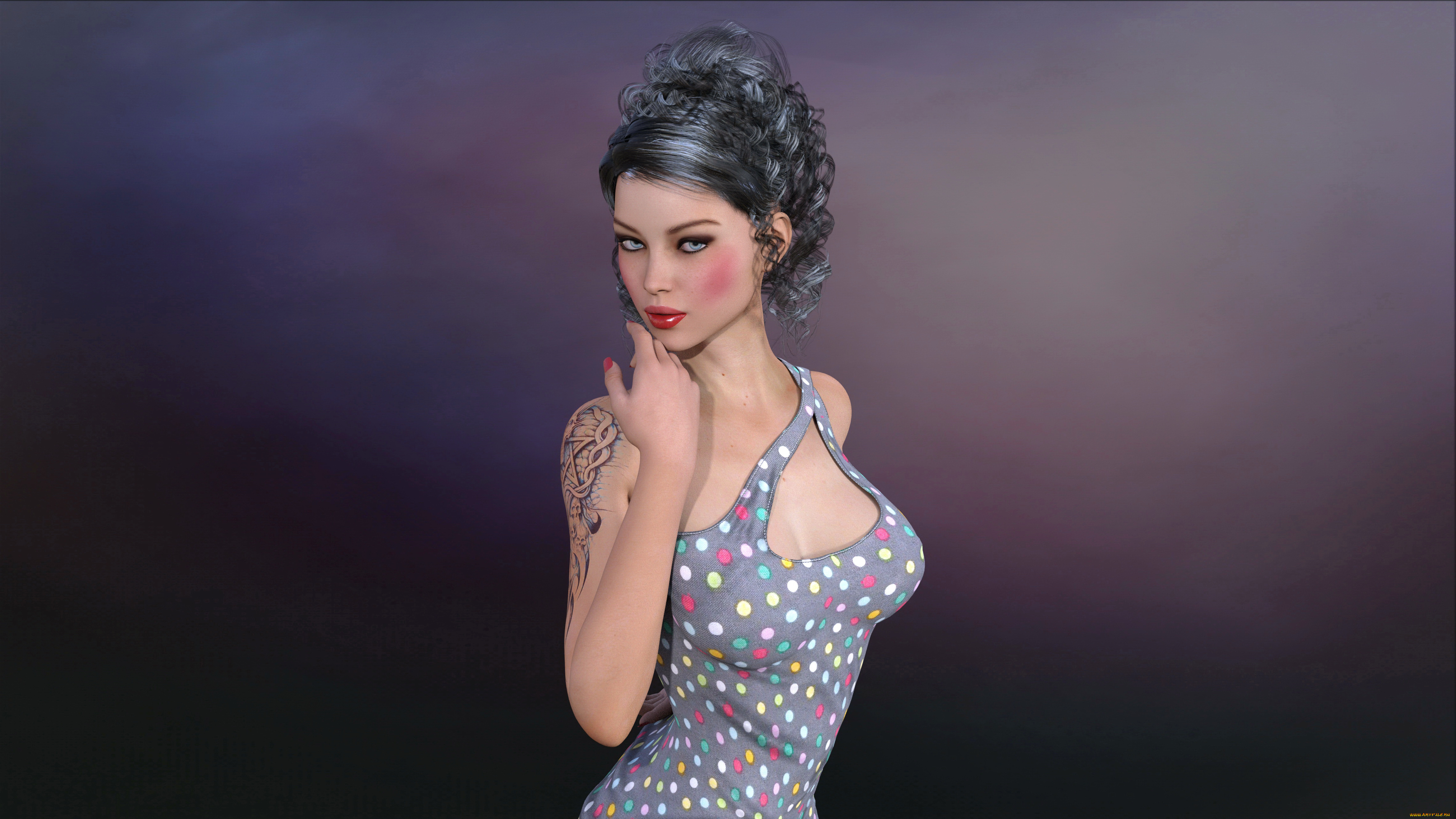 3д, графика, люди, , people, девушка, взгляд, фон