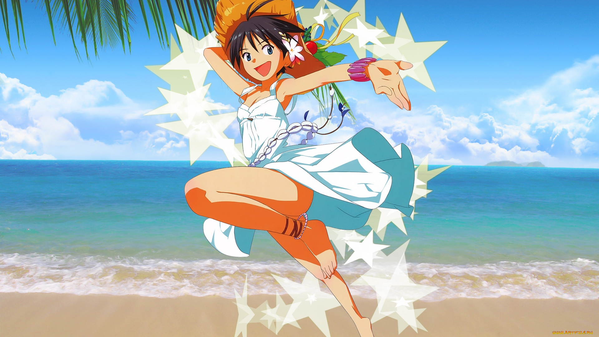 аниме, idolm@ster, взгляд, девушка, фон