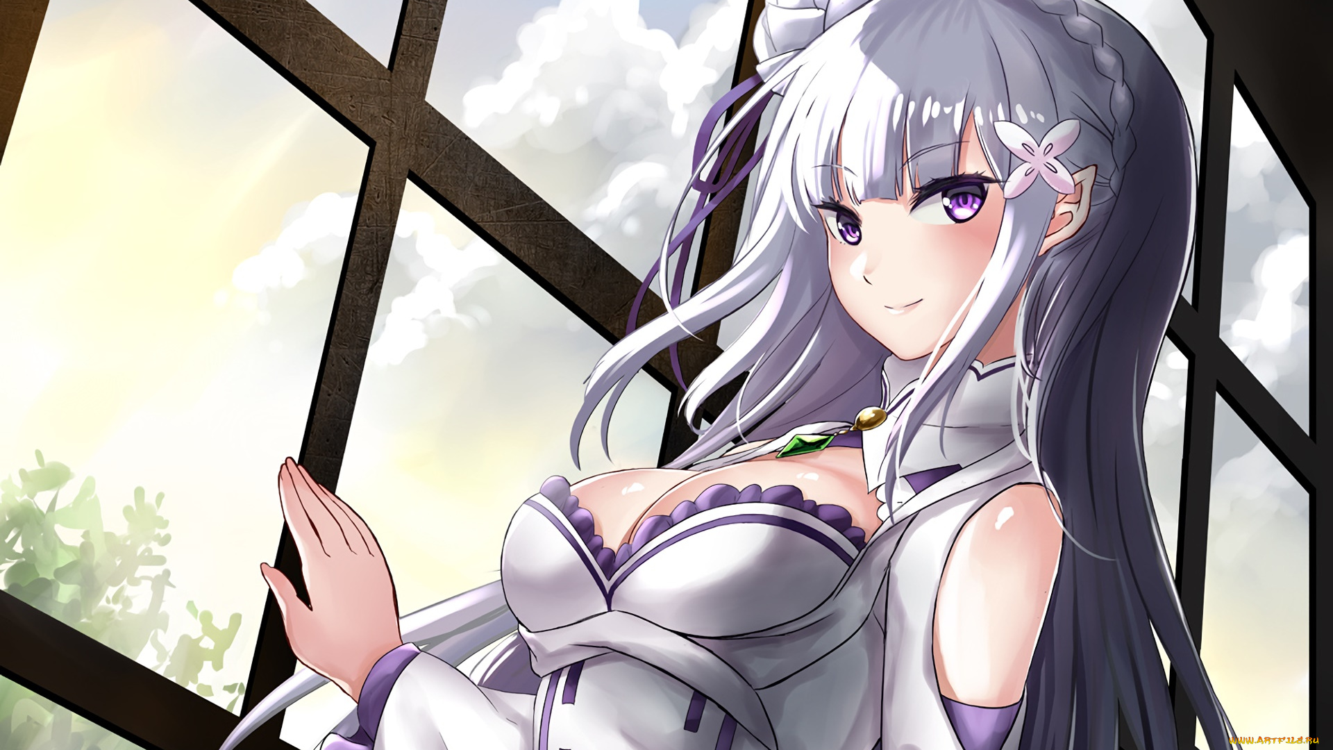 аниме, re, , zero, kara, hajimeru, isekai, seikatsu, девушка, взгляд, фон